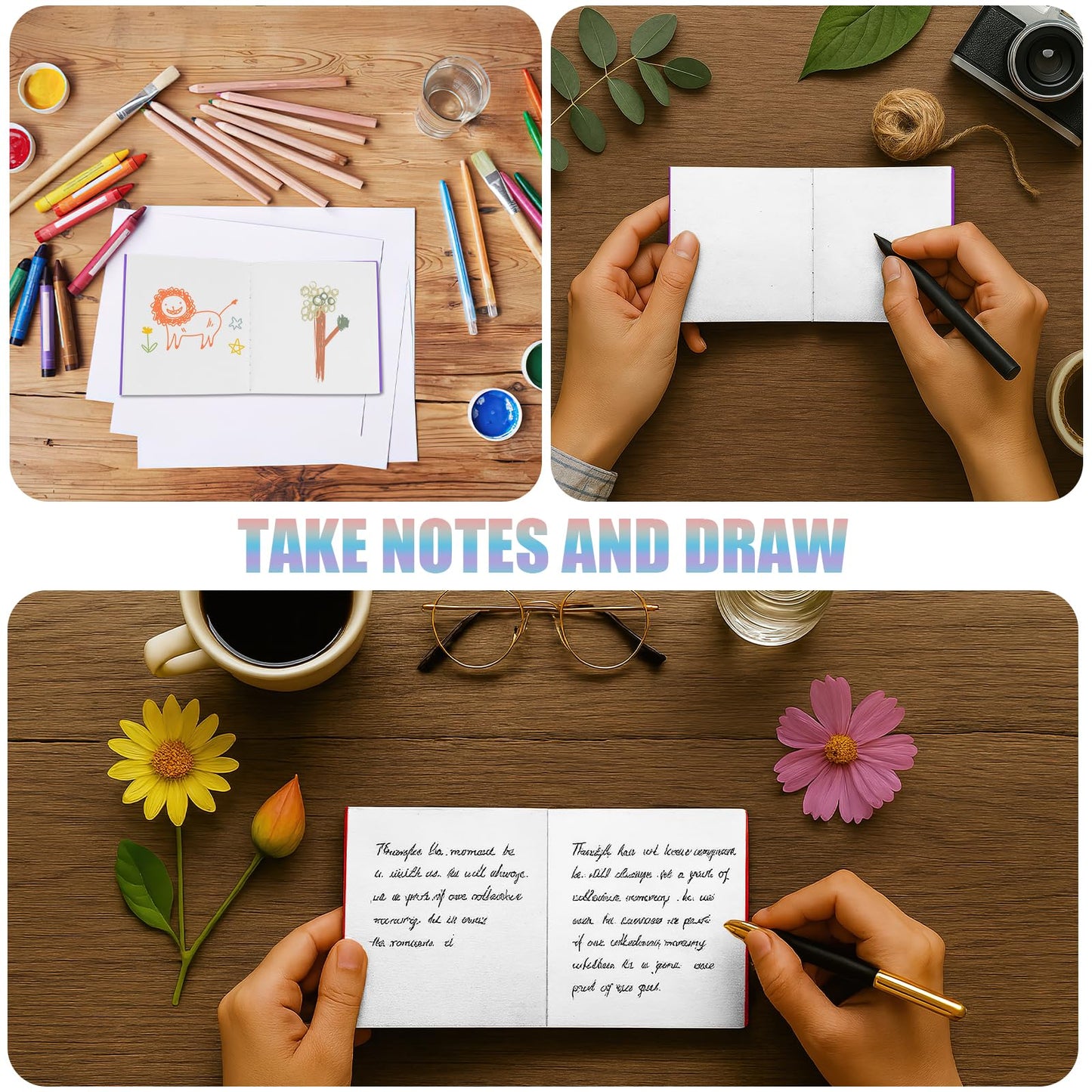 150 Pack Mini Blank Notebooks Bulk, 4 x 4 Inch Small Pocket Sketchbooks for Adults, Journal Notepads for Drawing, Writing, Wedding Favors, Travel, Office Supplies, 24 Sheets/48 Pages (6 Color)