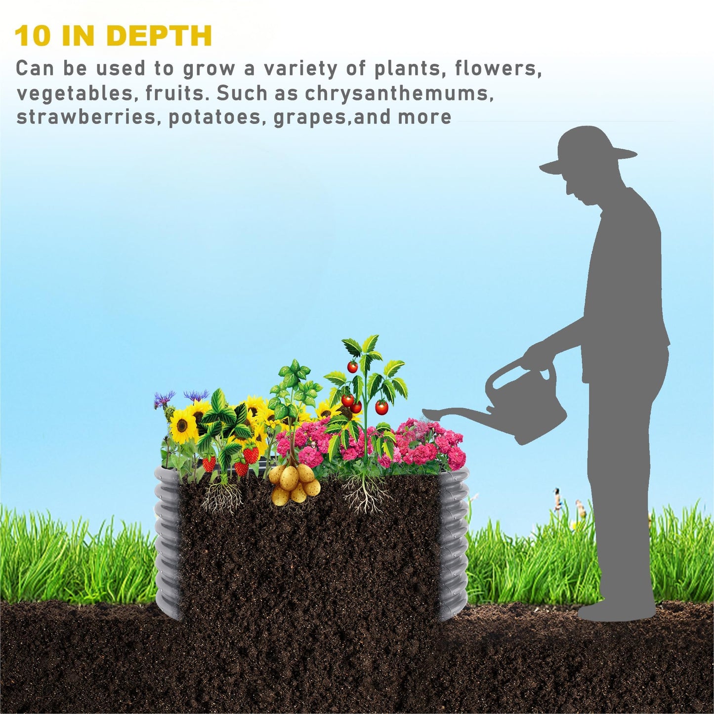 BTDVR 3 Pack Round Galvanized Metal Raised Garden Bed Outdoor, Metal Raised Beds for Gardening, Above Ground Garden Box for Flower, Steel Garden Bed for Vegetables - 2FT