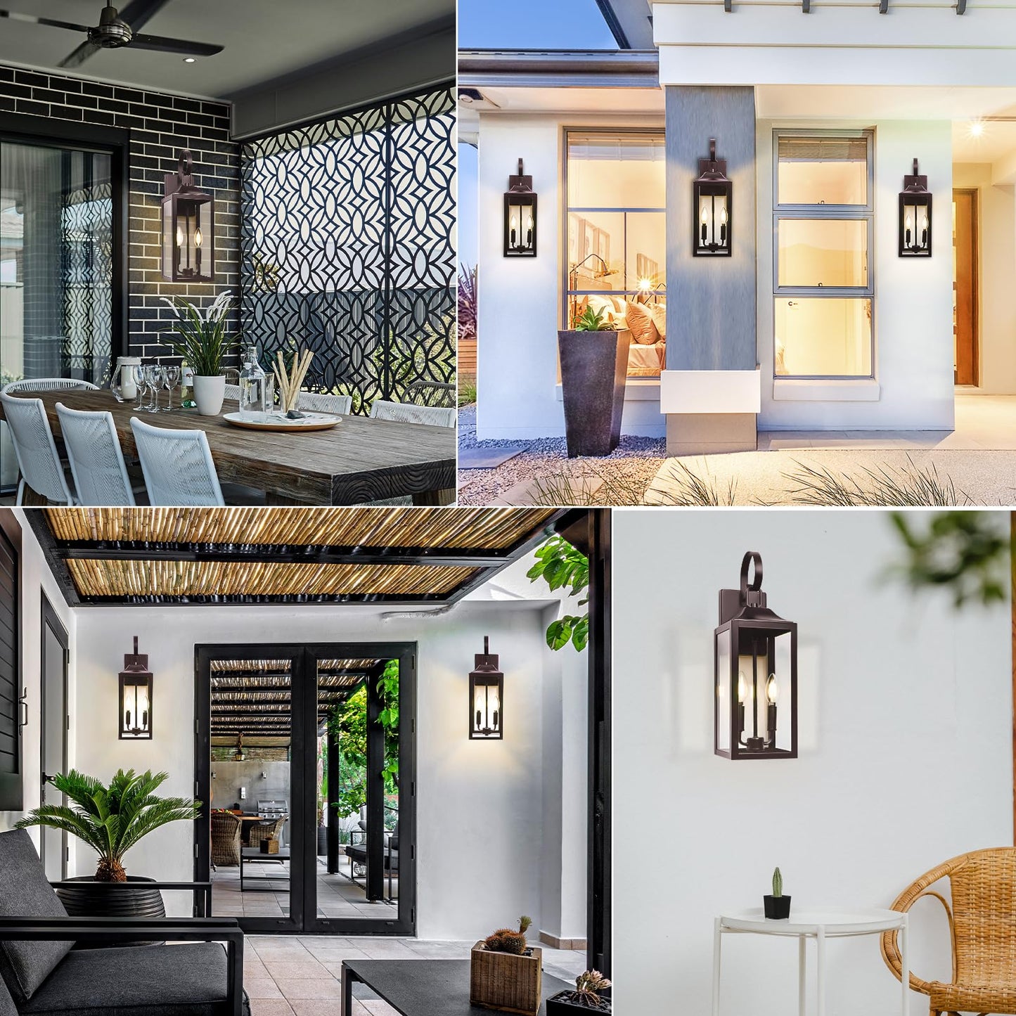 19" Oil Rubbed Bronze Outdoor Wall Lantern 2-Light, Large Outside Modern Wall Sconce Light Fixture, Brown Porch Light Wall Mount with Glass, Waterproof Farmhouse Exterior Lamp Lighting