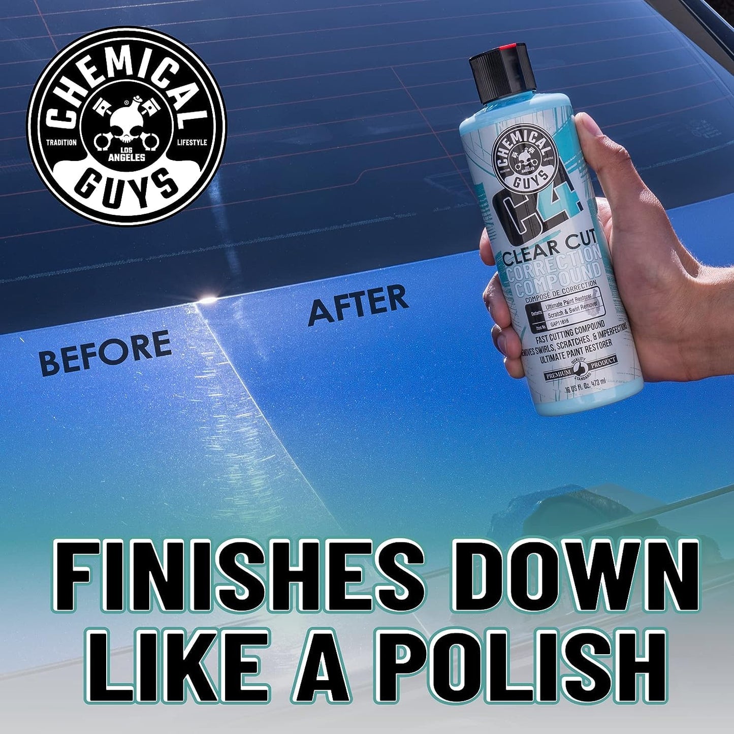 Chemical Guys C4 Clear Cut Correction Compound & P4 Precision Polish Kit (Safe for Cars, Trucks, SUVs, RVs, Motorcycles, & More) 2 x 473 ml Bottles