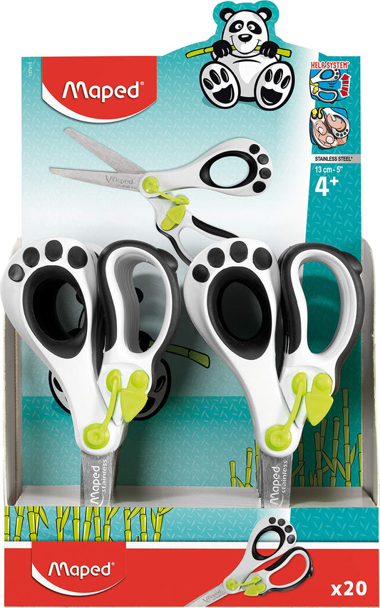 Maped Koopy Spring Scissors, 13cm, Black and White, Pack of 20 (137910)