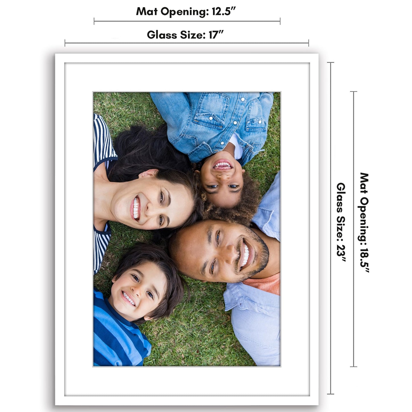 Americanflat 17x23 Picture Frame with Polished Plexiglass - Use as 13x19 Frame with Mat or Display 17x23 Photo Without Mat - Streamline Collection - Thin Border Picture Frames for Wall - White