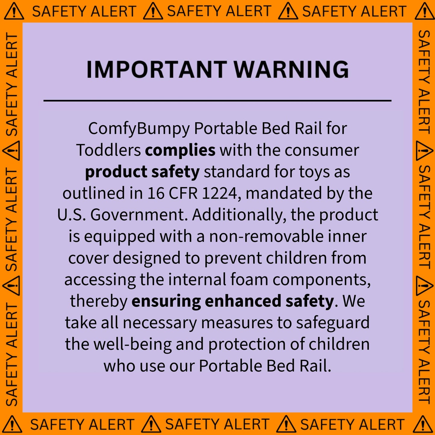 ComfyBumpy Bed Bumper for Toddlers 52" x 5" – Foam Rail Guard with Non-Slip Stability | Safer & More Secure Convex Design | Fits Twin, Full, Queen & King Mattresses