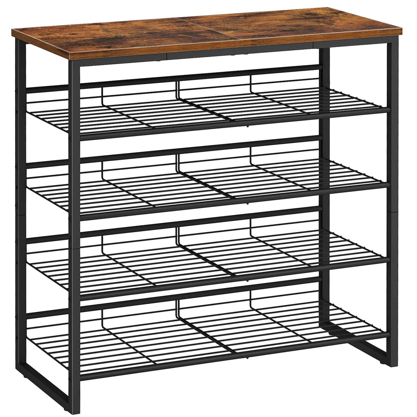 HOOBRO Shoe Rack, 5 Tier Shoe Organizer, Adjustable Shoe Shelves, Flat or Slanted, Holds 16-20 Pairs, Stable and Durable for Entryway, Closet, Rustic Brown and Black BF08XJ01