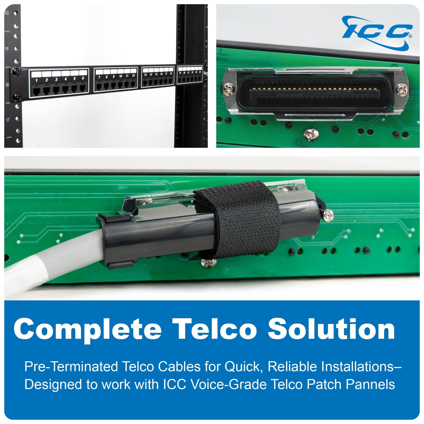 ICC Female to Male Telco Cable Assembly in 25 Pair, 25 FT