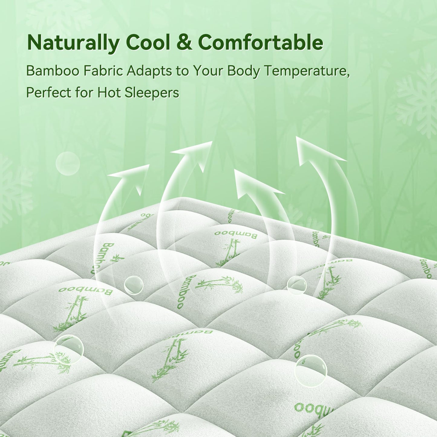 SunStyle Home Mattress Topper Queen Memory Foam for Back Pain, Rayon Derived from Bamboo Pillow Top Mattress Topper,Thick Mattress Pad with 8-21" Deep Pocket, 60x80 Inches, White