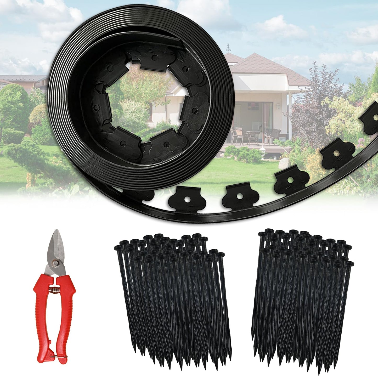 2" Tall 80ft Fence Edging for Landscaping Include Spikes,Lawn Edging Edging for Landscaping Edging and Garden Edging and Garden Border and Flower Bed Edging