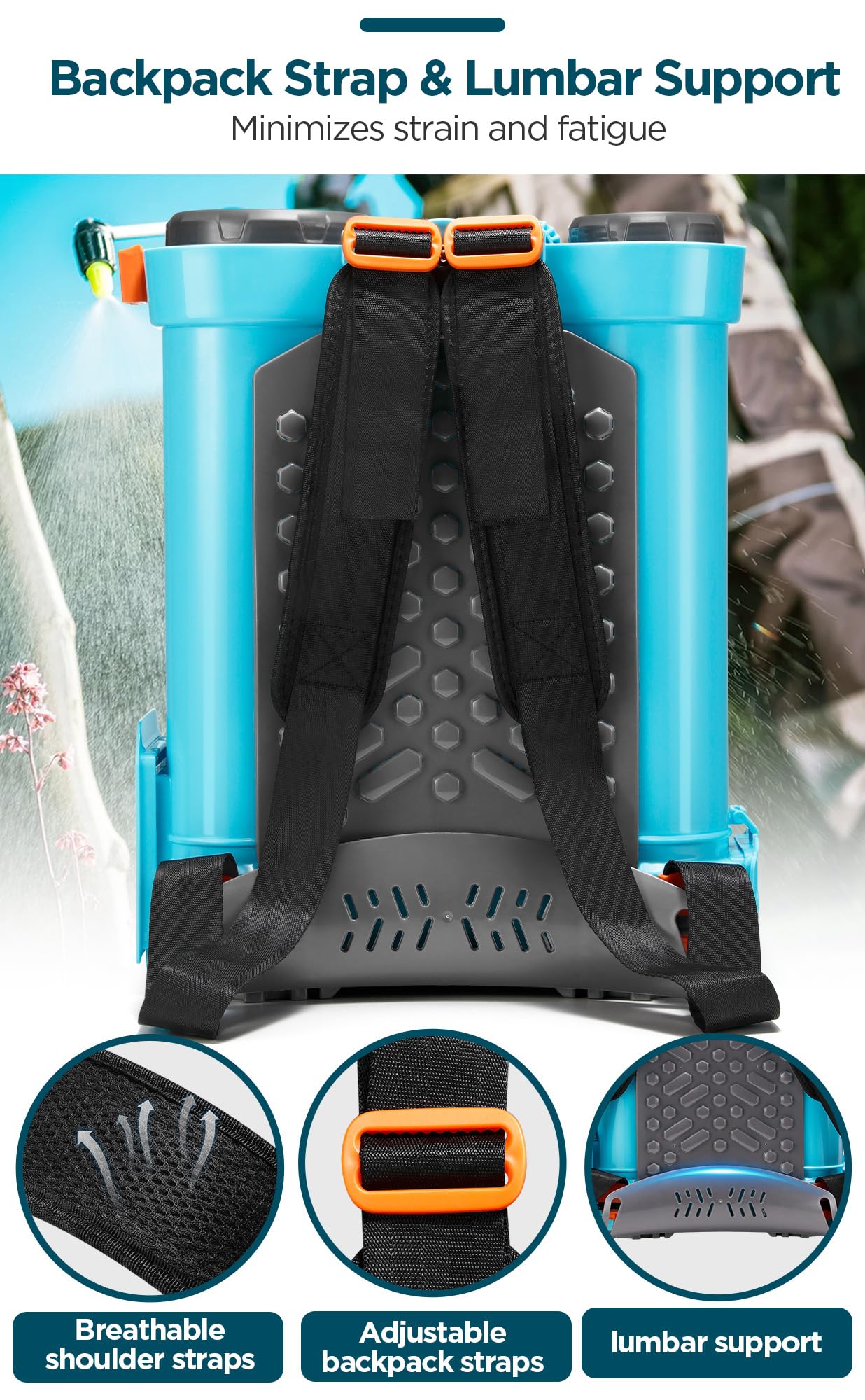 4 Gallon Battery Powered Backpack Sprayer with Mixer, 100 PSI Powerful Pressure Weeds Insecticide Pesticide Electric Sprayer, 31.50 in Metal Spray Pole, 5 Nozzles, Ergonomic Backpack, for Lawn Garden