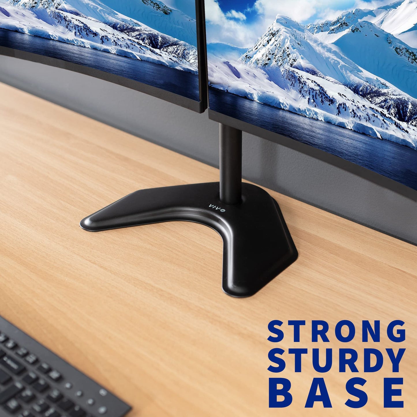 VIVO Dual LED LCD Monitor Mount, Free-Standing Desk Stand for 2 Screens up to 32 Inch, Heavy-Duty Fully Adjustable Arms with Max VESA 100x100mm, Black, STAND-V032F