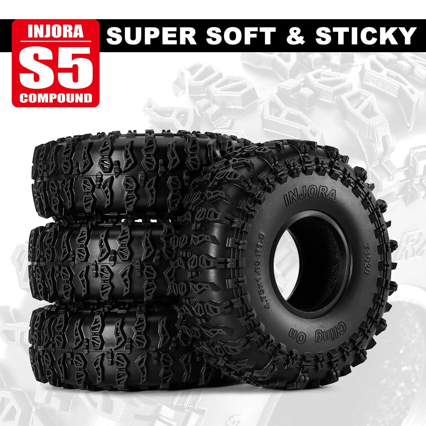 INJORA S5 1.9" Cling On Tires 120 * 42mm for 1/10 RC Crawler Upgrade(T1920)