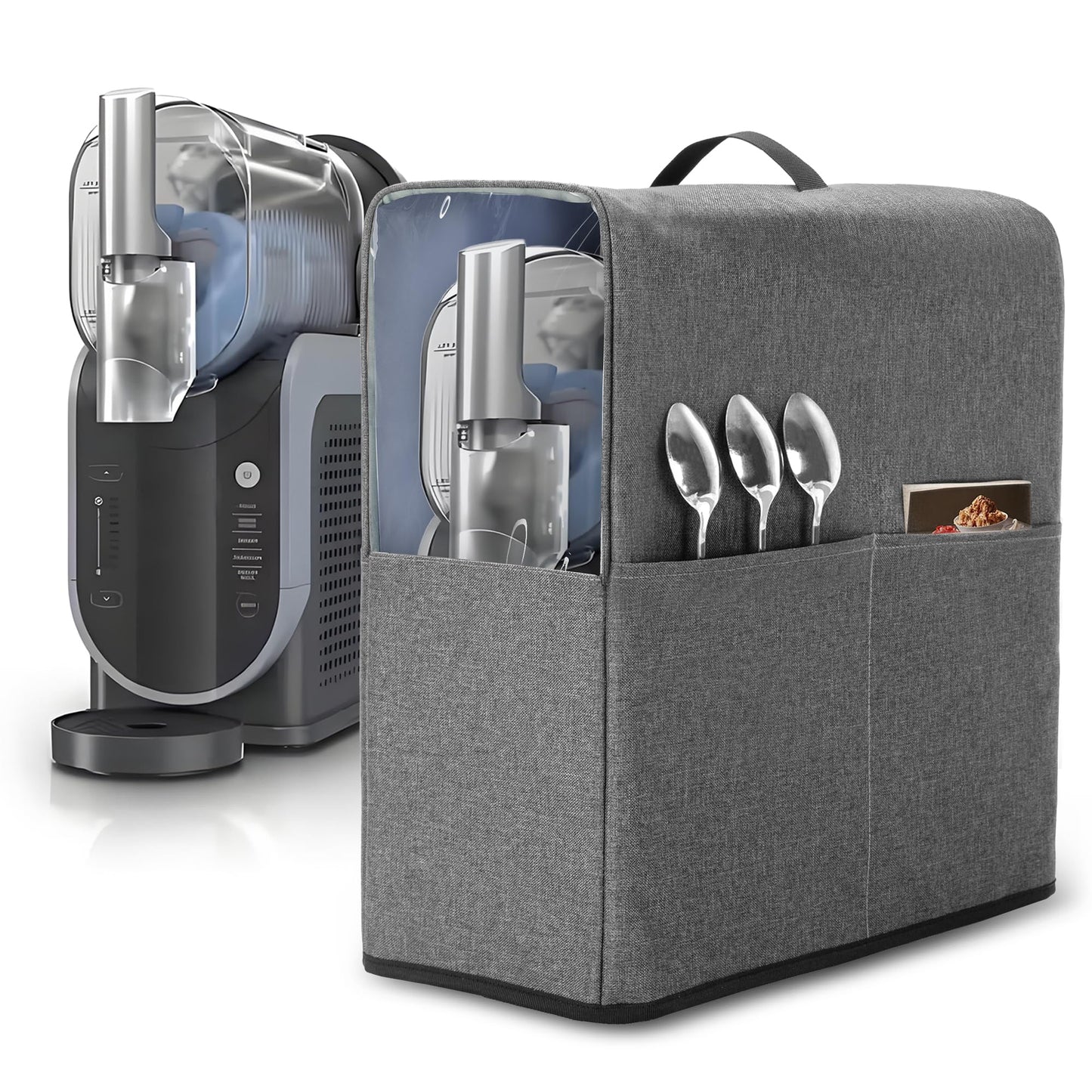Yarwo Slushie Machine Dust Cover Compatible with Ninja Slushie Professional Frozen Drink Maker, Protective Cover with Visible Window and Pockets for FS301C/FS301/FS299 Smoothie Machine(Cover Only)