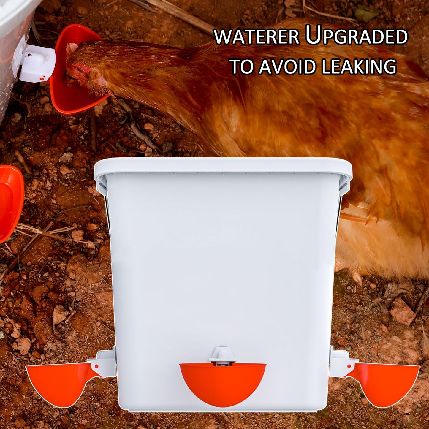 Automatic Chicken Feeder and Waterer Set Hanging Chicken Feeder No Waste Poultry Feeder 3 Gallon Water Feeder
