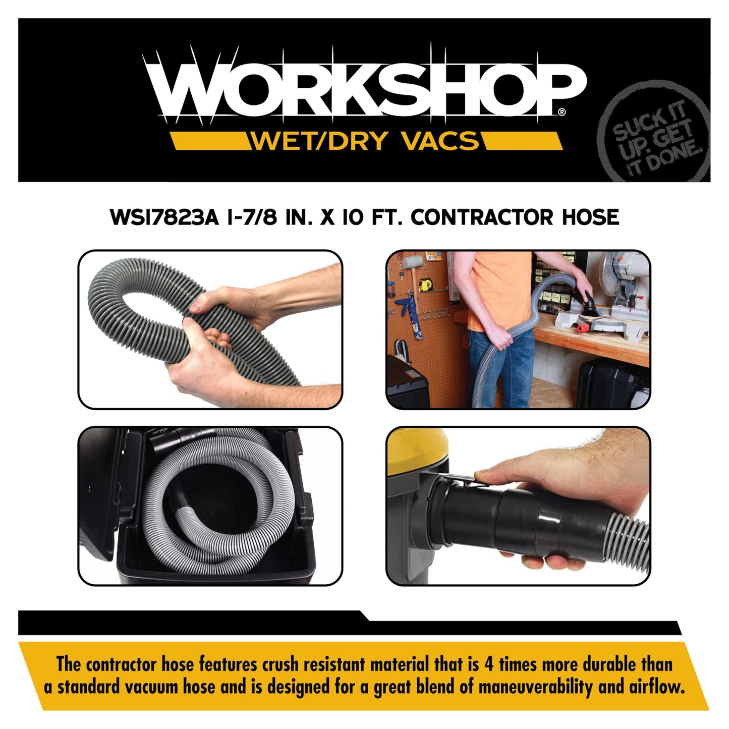 Workshop Wet/Dry Vacs WS17823A 1-7/8-Inch X 10-Feet Contractor Hose for Wet Dry Shop Vacuum