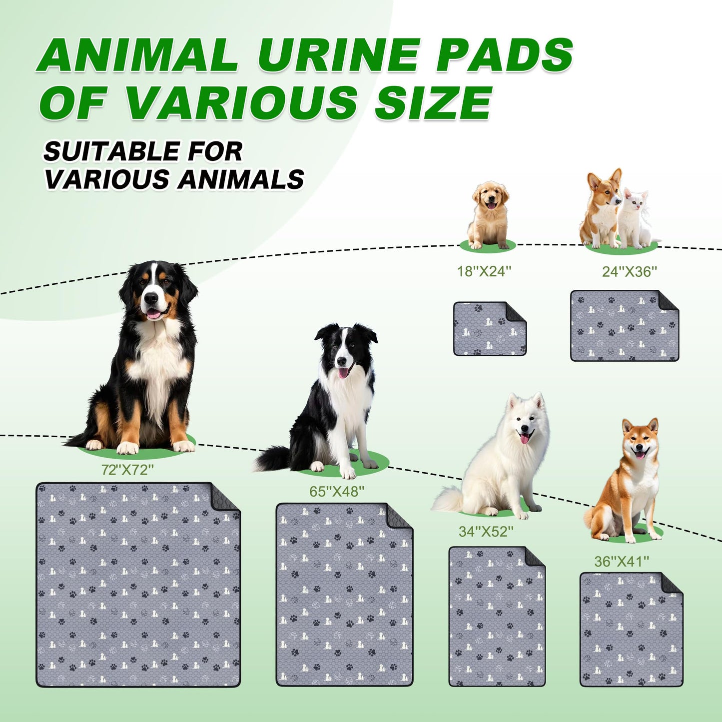 WanpeeGoo Washable Pee Pads, Puppy Pee Pad for Dogs, 2 Pack Absorbent Reusable Training Dog Pads Pet Puppy Pads, Non-Slip Potty Pads for Whelping, Playpen, Crate, Bed, Grey 48"x48"