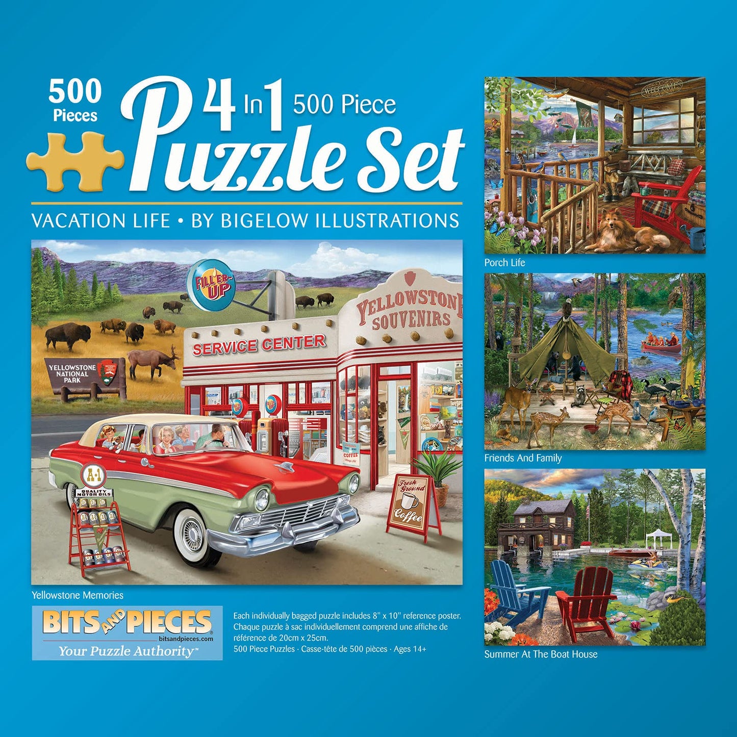 Bits and Pieces – 4-in-1 Multi-Pack - 500 Piece Jigsaw Puzzles for Adults - 500 pc Country Nature Classic Puzzle Set Bundle by Bigelow Illustrations - 41cm x 51cm