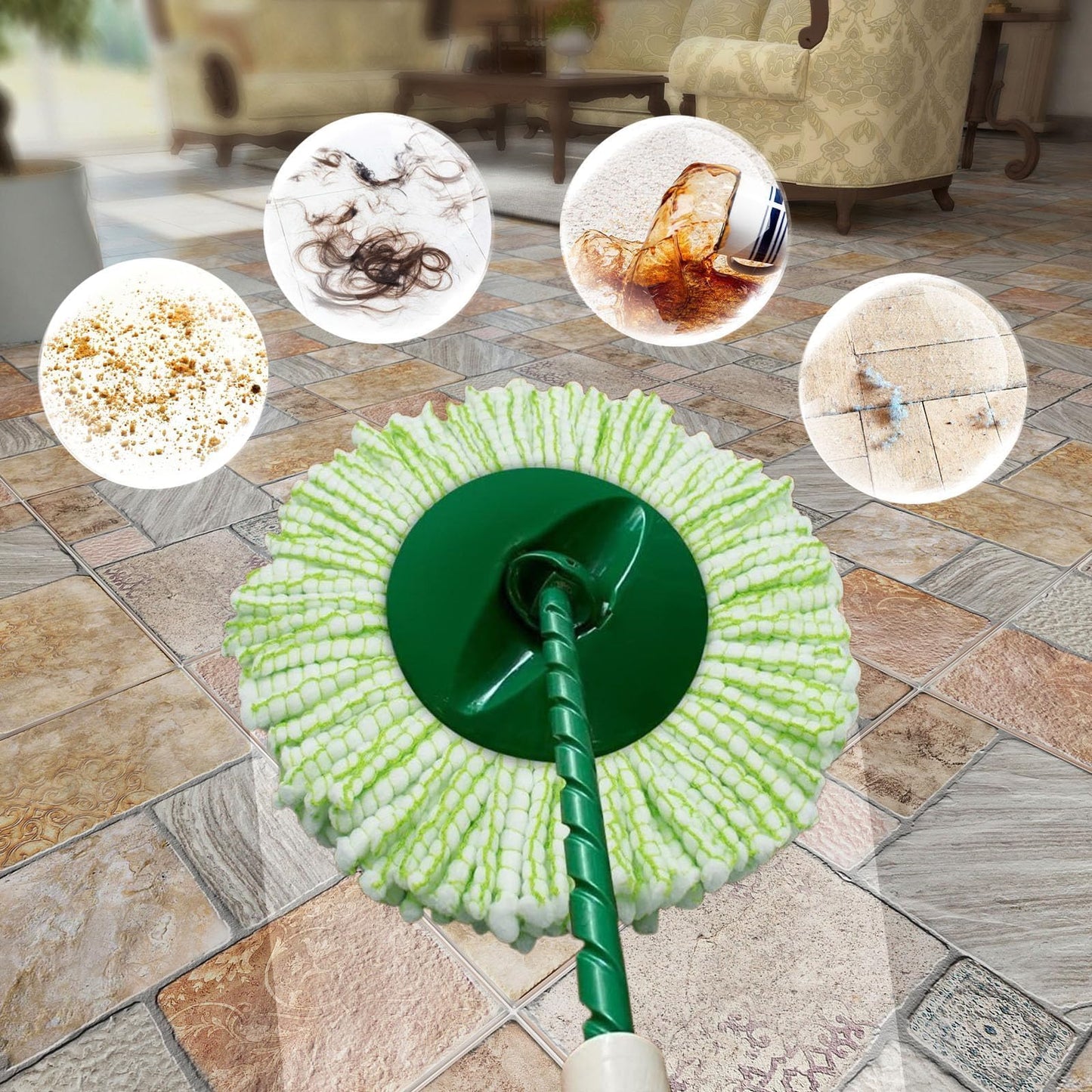 Alrens 6 Pack Mop Head Replacement for Libman Tornado Spin Mop, Machine Washable Microfiber Mop Refill, Reusable Mop Head for Hardwood Floor Cleaning