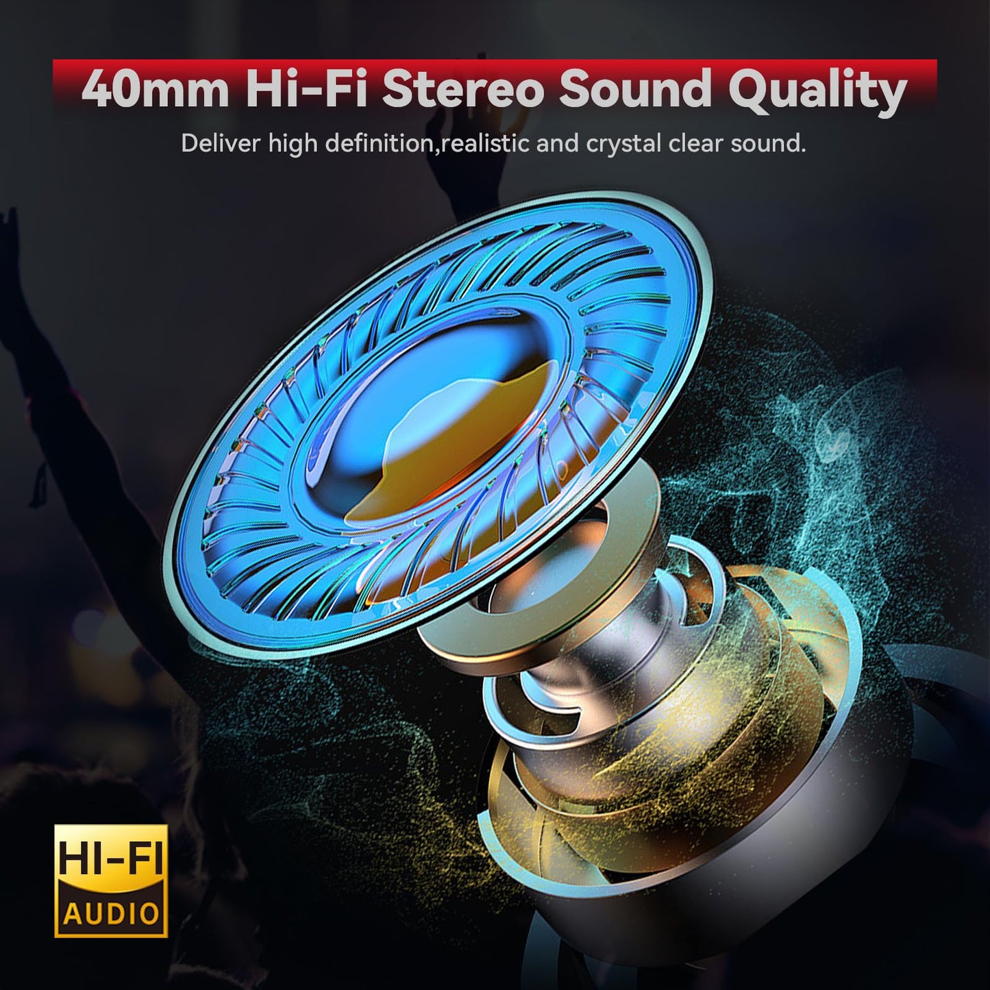 XGP Motorcycle Helmet Bluetooth Headphones V5.3 with Voice Assistant, 40mm Helmet Speakers with IP67 Waterproof, Motorcycle Bluetooth Headset 60 Hours Playing Time for Ski/Solo Rider
