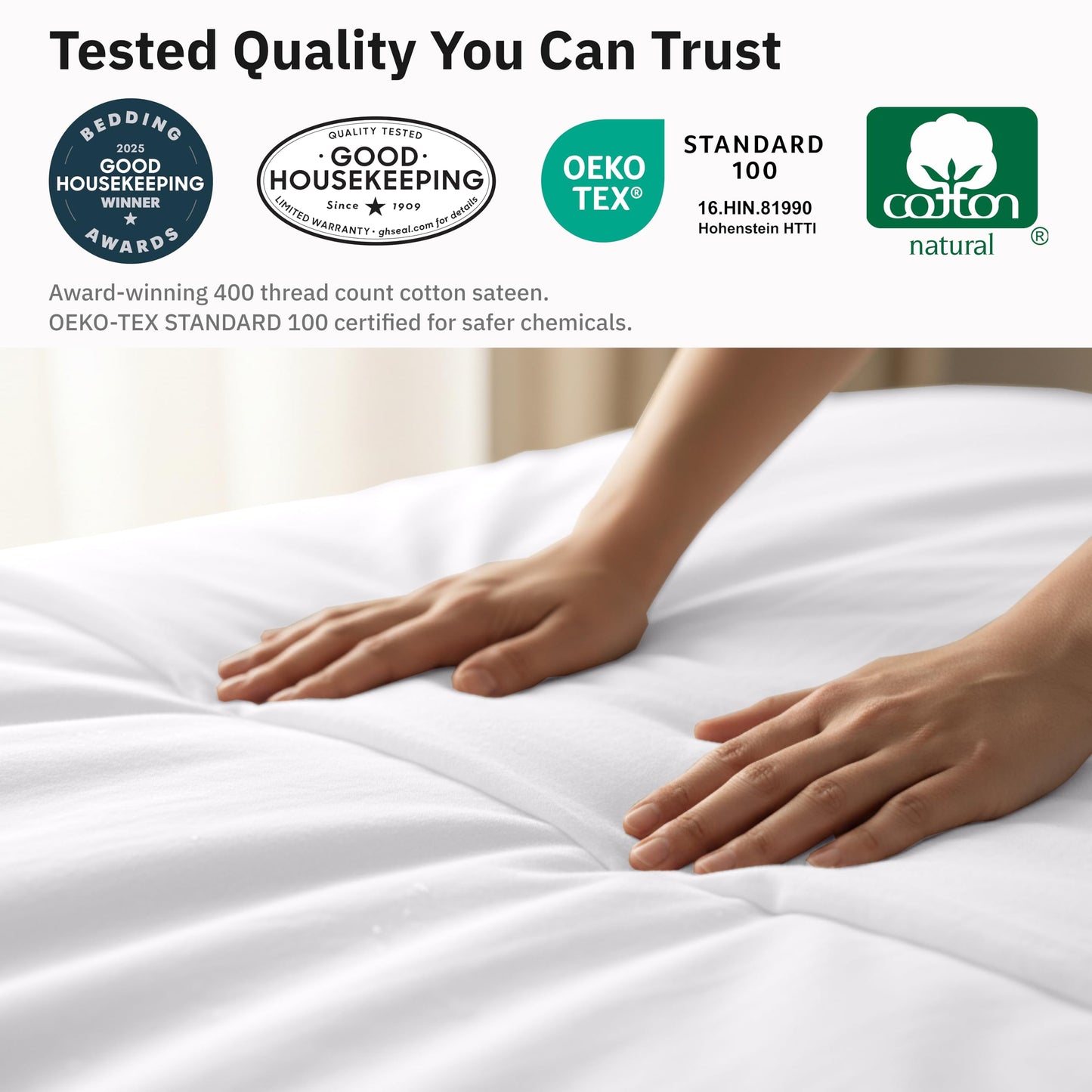 California Design Den 3-Pc Queen Size Duvet Cover Set, 400 Thread Count Sateen 100% Cotton Comforter Cover and Two Pillow Shams Bedding Set, Button Closure, Corner Ties (White, Queen)