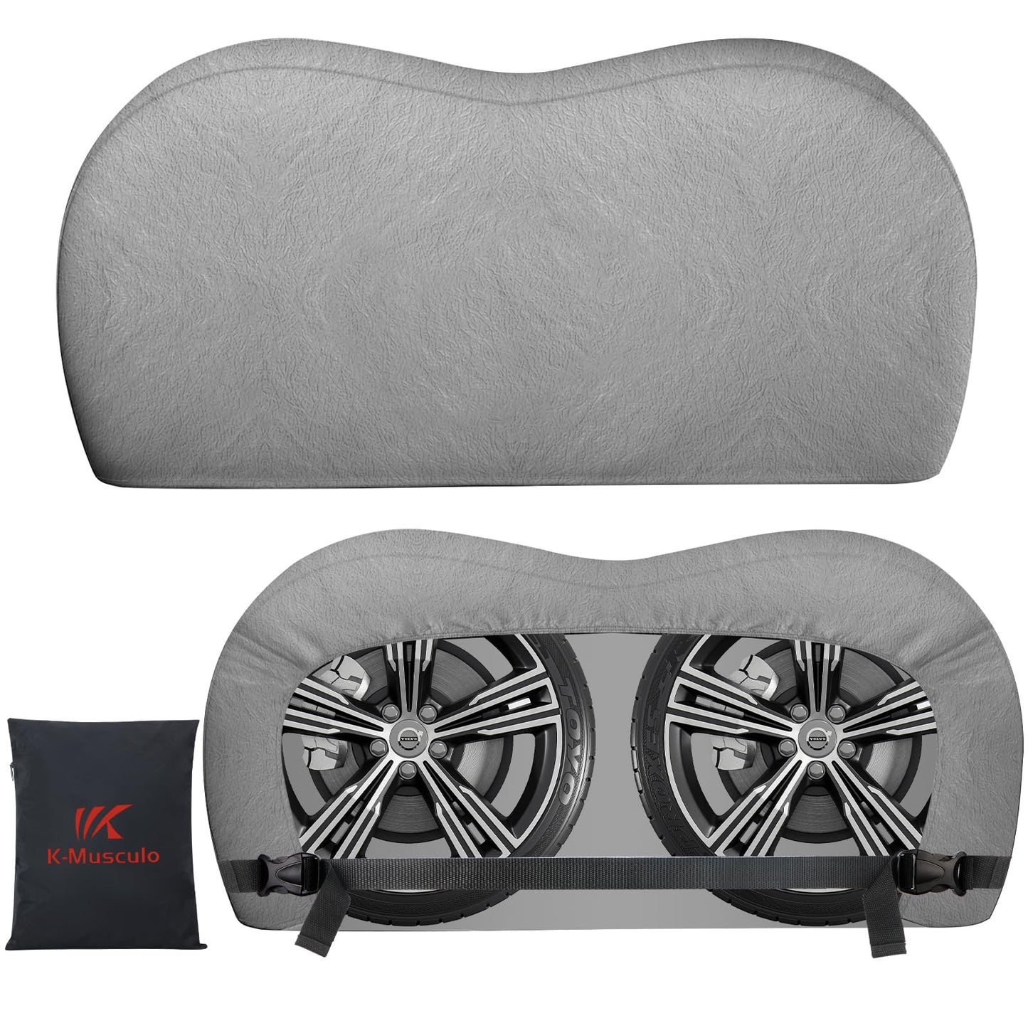 K-Musculo RV Tire Covers, Dual Axle Wheel Cover Heavy-Duty Leather, 2 Pack RV Wheel Cover Fits 30"-32" Dia Tires Double Buckles, Suitable for, RV, Truck, Trailer, Universal for All Seasons.(Grey)