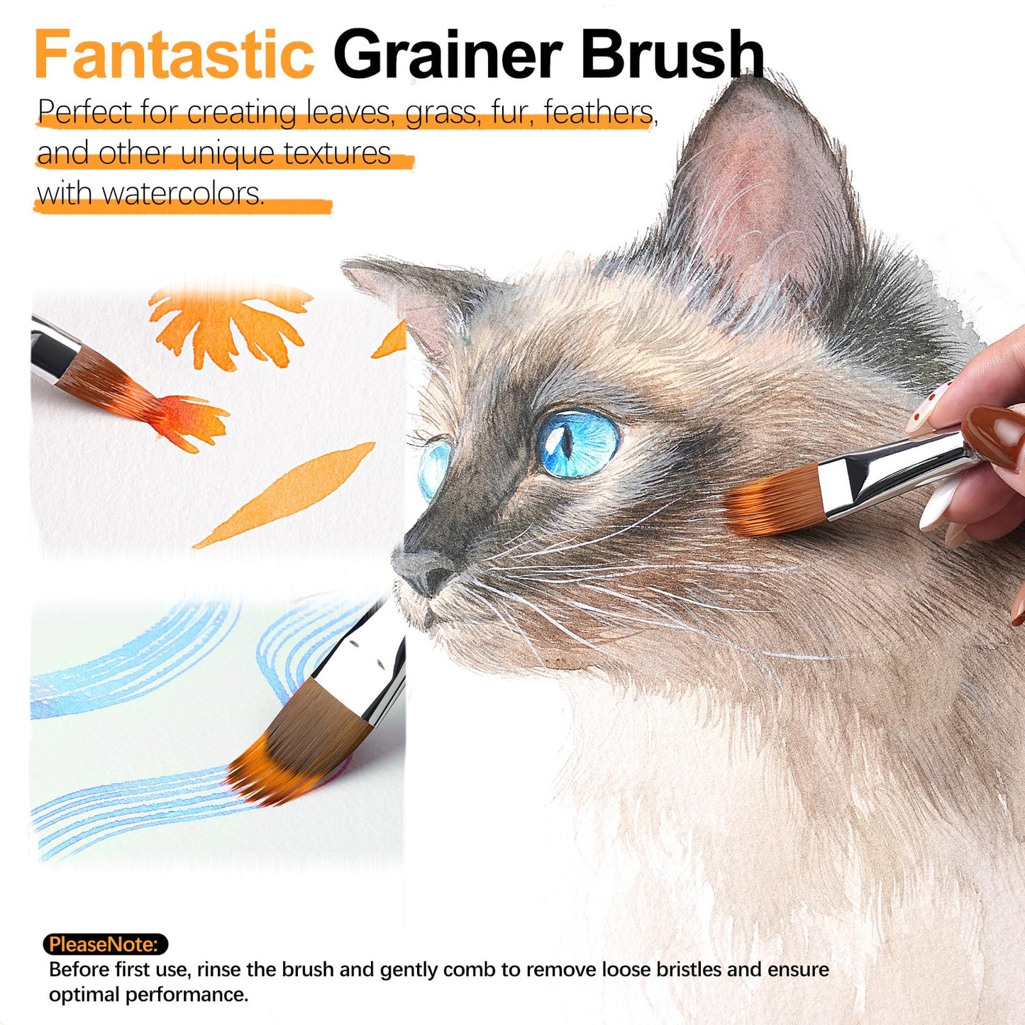 Fuumuui 5pcs Dual-Layer Grainer Brush Set- Professional Synthetic Filbert Comb Brushes for Unique Texture Painting Perfect for Artists Acrylic, Watercolor and Oil