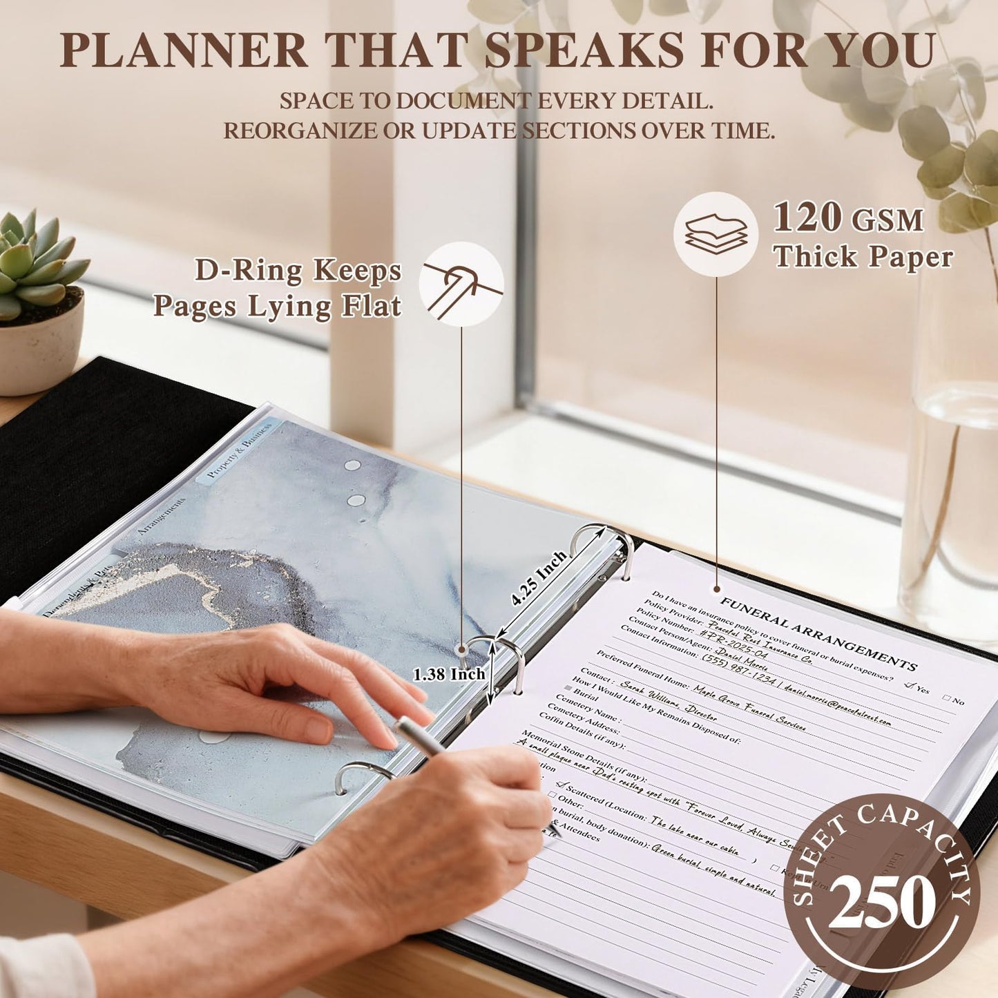 Lanpn End of Life Binder - 8.5x11, Final Wishes & Estate Document Folder with 8 Dividers & 10 Letter Size Binder Pockets, Death Planner Organizer, When I Die Journal Before Death Life Plan Book