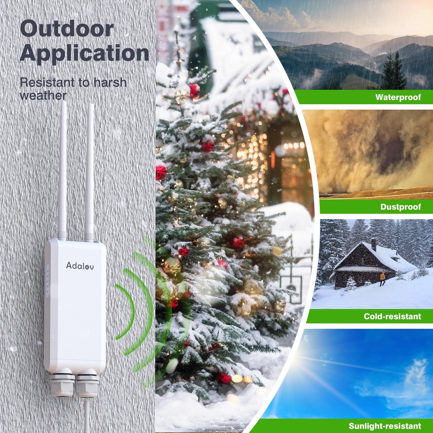 Dual Band Outdoor Access Point with Bracket Mount, Adalov 1200Mbps High Power Outdoor IP66 Weatherproof Access Point,Wireless Gigabit PoE Powered with 2.4GHz+5.8GHz