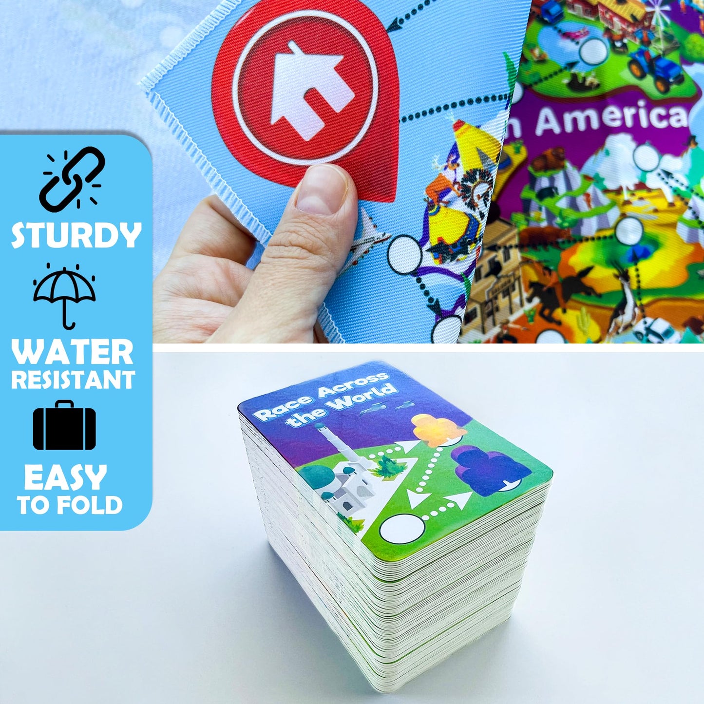 QUOKKA Board Game 1 to 10 Players - Learning, Educational - Geography, World - 100 Question Cards, Top Facts - Indoor, Outdoor - Kids, Teens, Adults, Family