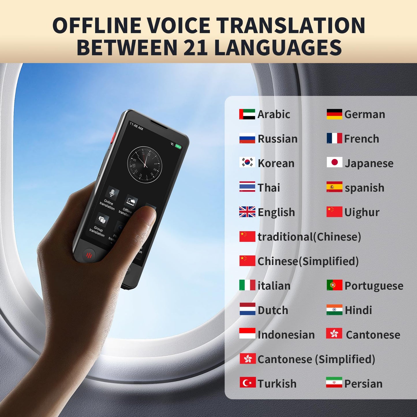 AI Language Translator Device, 2025 Upgraded Translator No WiFi Needed, Support ChatGPT, Voice Instant Two-Way 150 Language Translator, Offline/Recording/Photo Translation for Business Travel