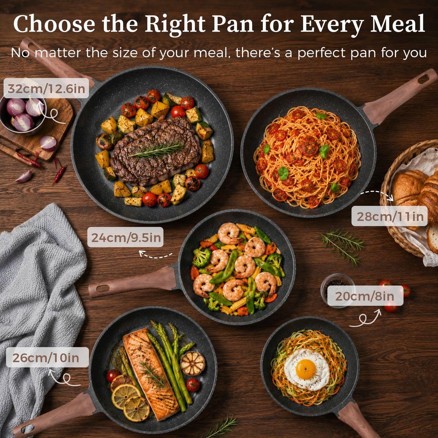 YASHE 20CM Granite Nonstick Frying Pan for Induction & All Stovetops
