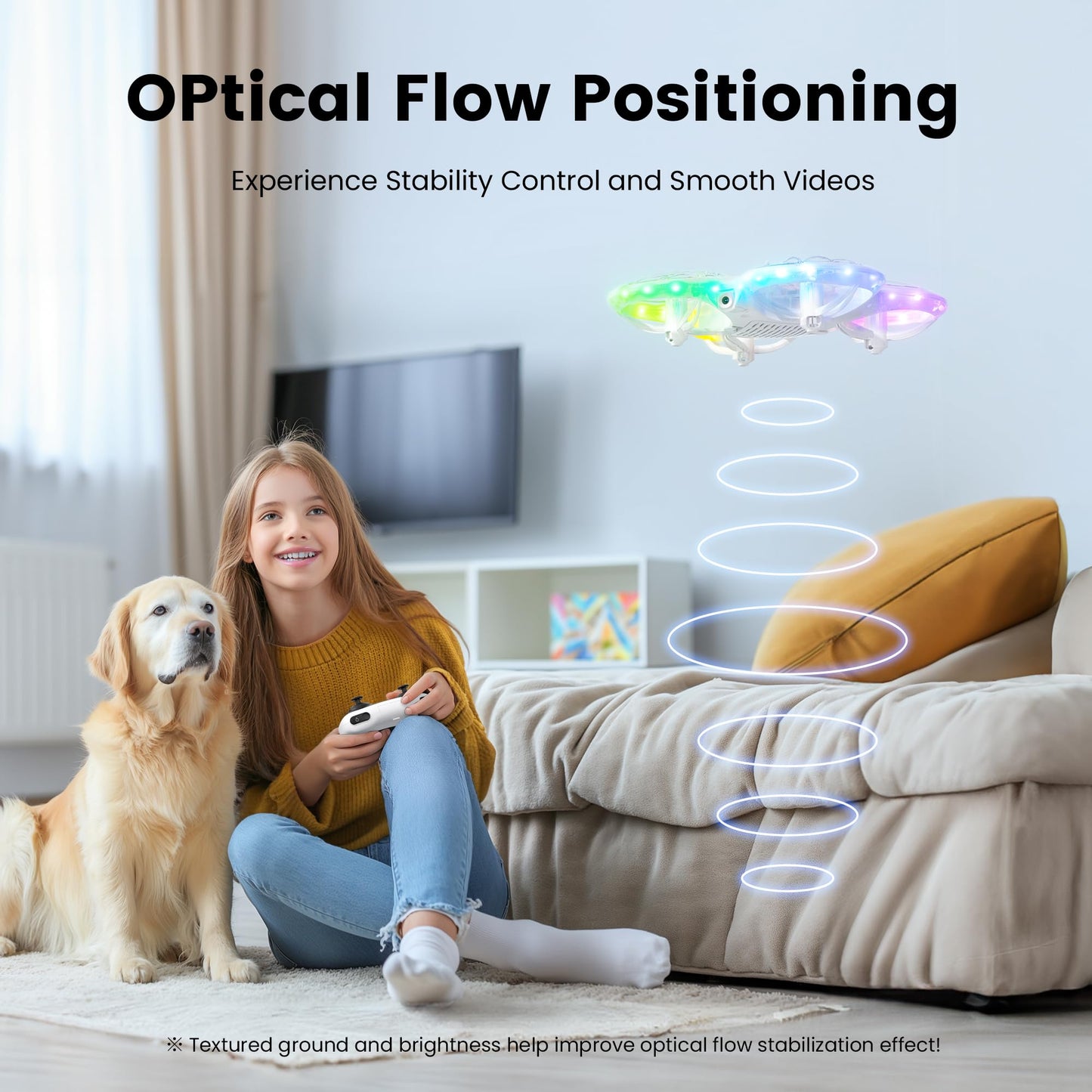 Ameta Morpho Drone for Kids with Camera 1080P HD, FPV RC Quadcopter for Beginners with 32 RGB Light/ 2 Batteries, Cool Toys Gifts for Boys Girls, Prevent Loss Buzzer, 18 min Flight Time