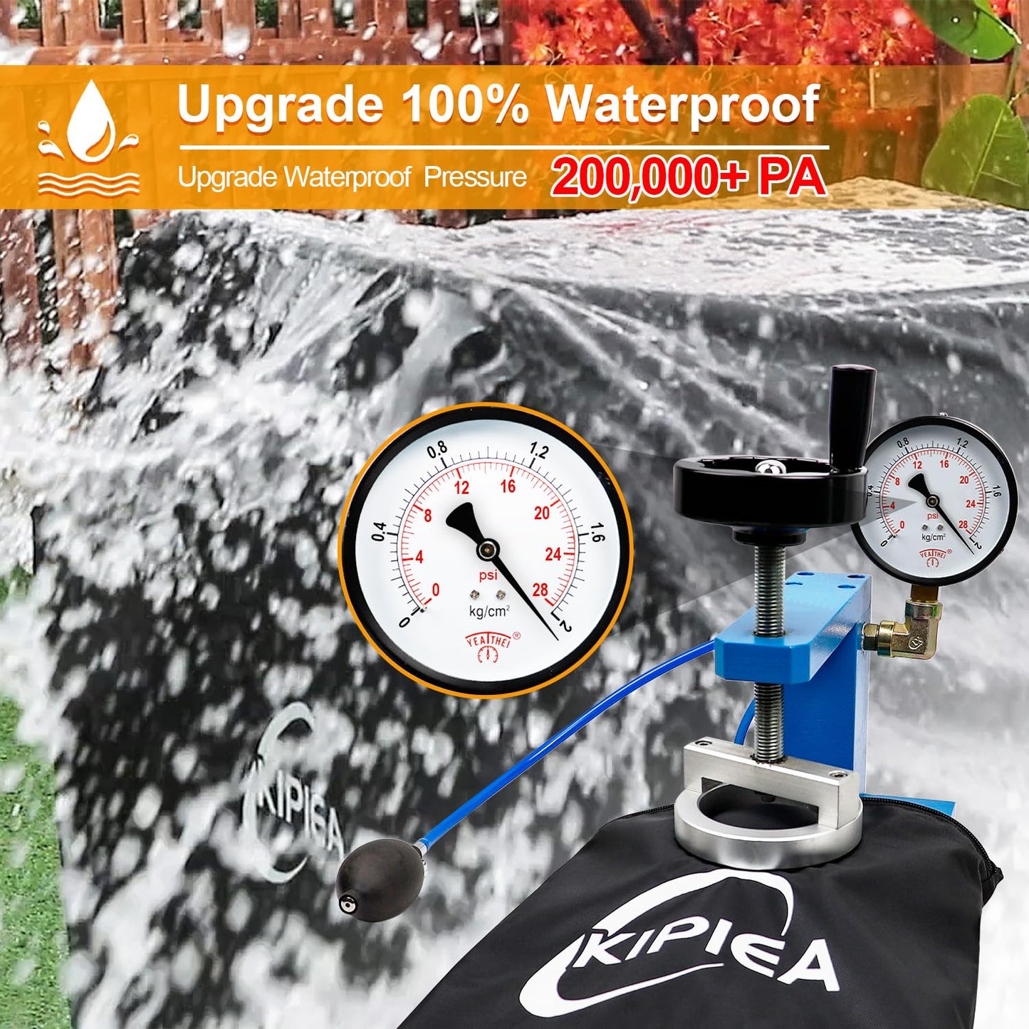 Kipiea Upgrade BBQ Covers 52 inch, Heavy-Duty Barbecue Covers, Universal Gas Grill Covers with 4 Windproof Buckles, No Tears Anti UV No Fading (52" W x 26" D x 43" H)