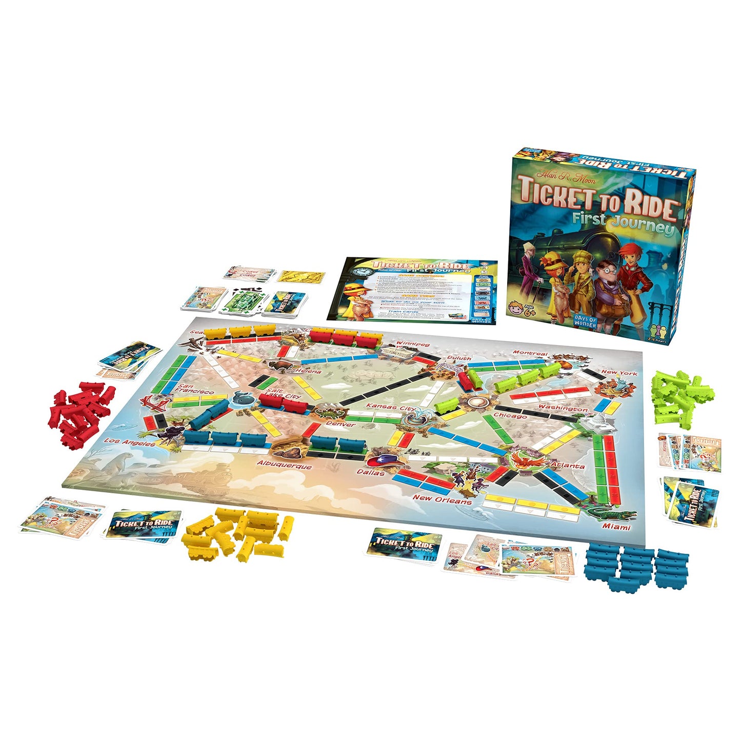 Ticket to Ride - First Journey (English) - Board Games - Strategy/Family - Games for Kids and Family - Ages 6+ - 2 to 4 Players - 15 to 30 Minute Playtime - Made by Asmodee