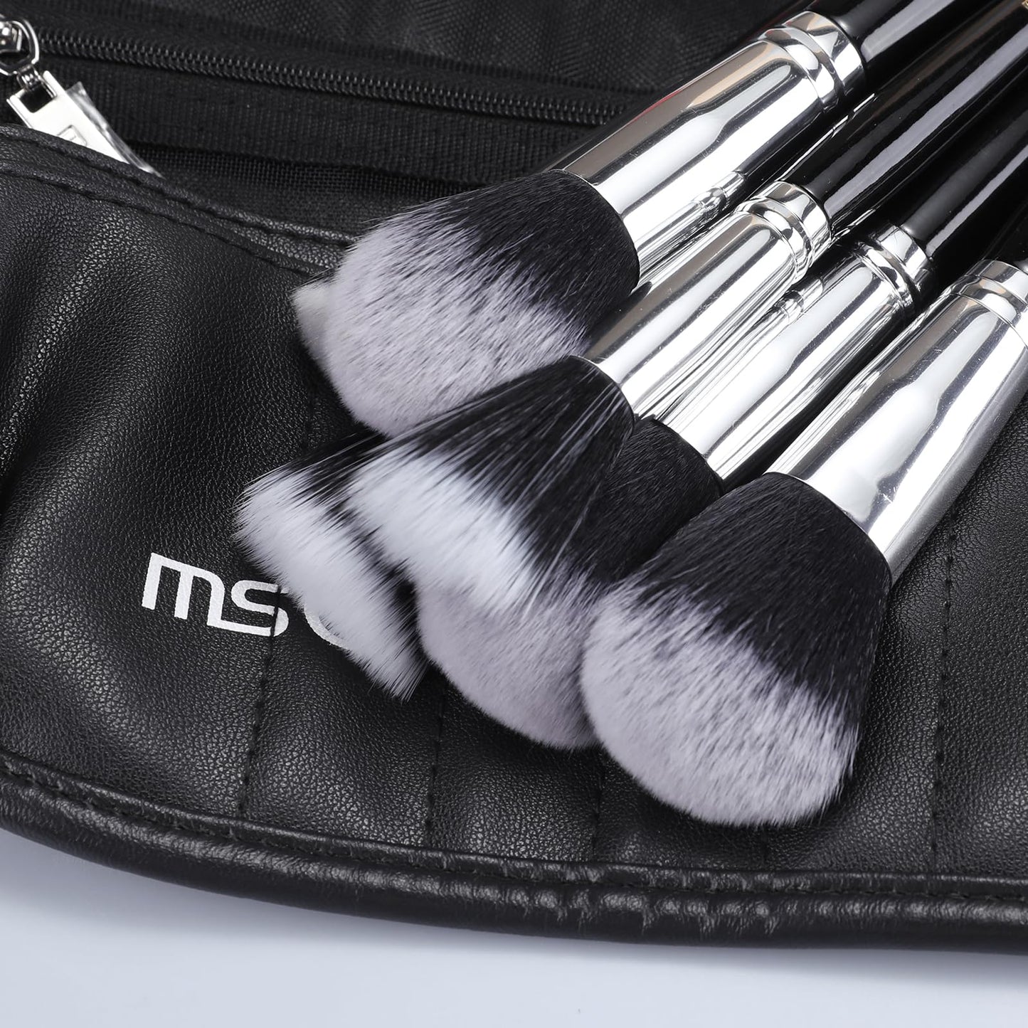 MSQ Makeup Brushes Set 29pcs Professional Cosmetics Brushes with Belt Waist Makeup Bag (Foundation, Powder, Creams, Liquids & Eye Brushes) for Women/Girls/Artists/Holiday gifts/travel