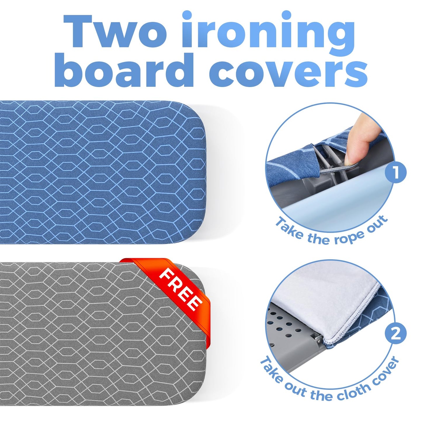 APEXCHASER Foldable Ironing Board with Iron Holder, Tabletop Small Iron Board with 2 Heat Resistant Ironing Covers, Portable Tabletop Ironing Board with Non-Slip Feet for Home Travel Use