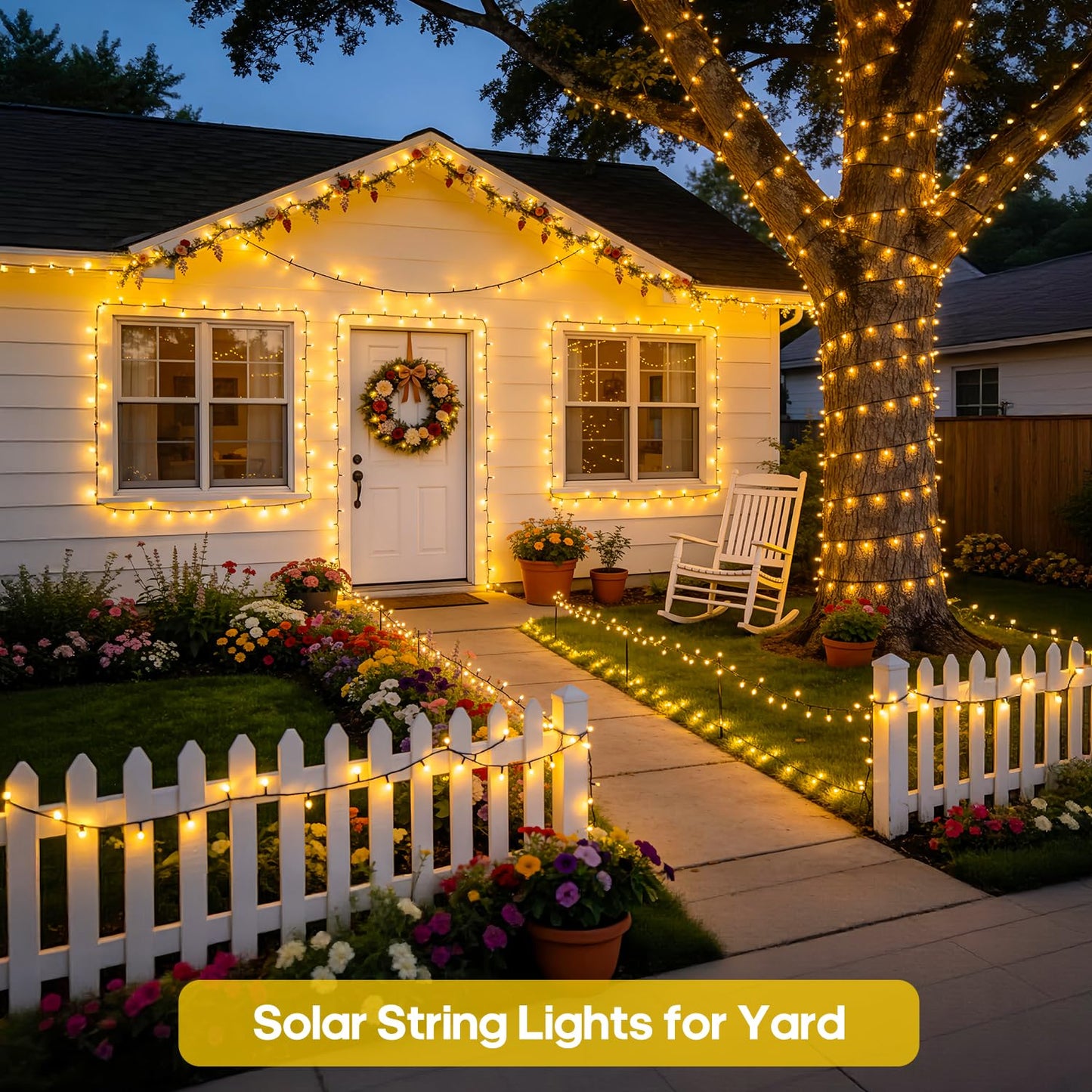 JMEXSUSS 2 Pack Solar String Lights Outdoor Waterproof, Total 400 LED 151FT Solar Christmas Lights with 8 Modes, Solar Tree Lights for Outside Garden Patio Party Christmas Decorations (Warm White)