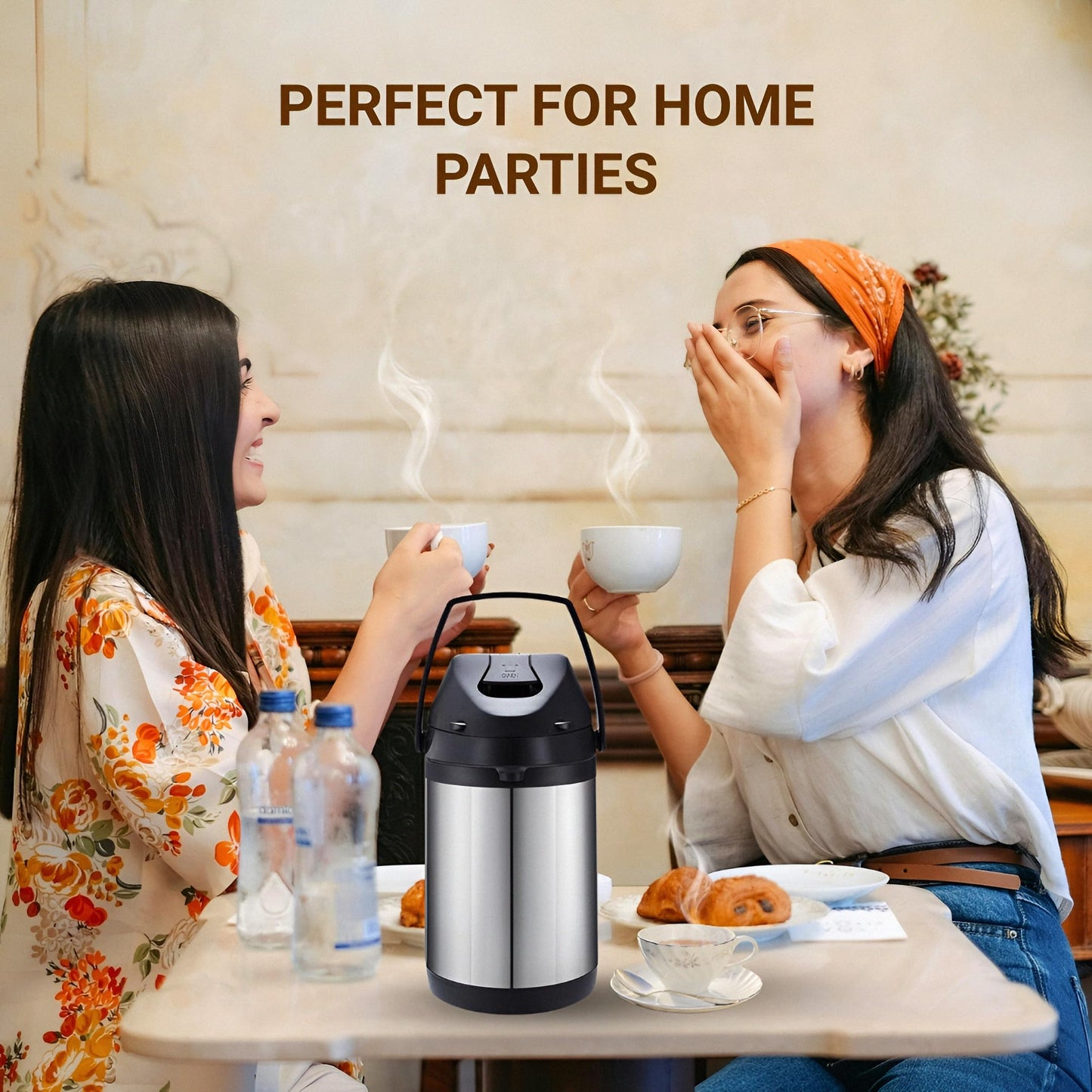 Insulated Thermal Coffee Carafe, 102oz (3L), Stainless Steel, Airpot Coffee Dispenser with Pump for Hot/Cold Drinks