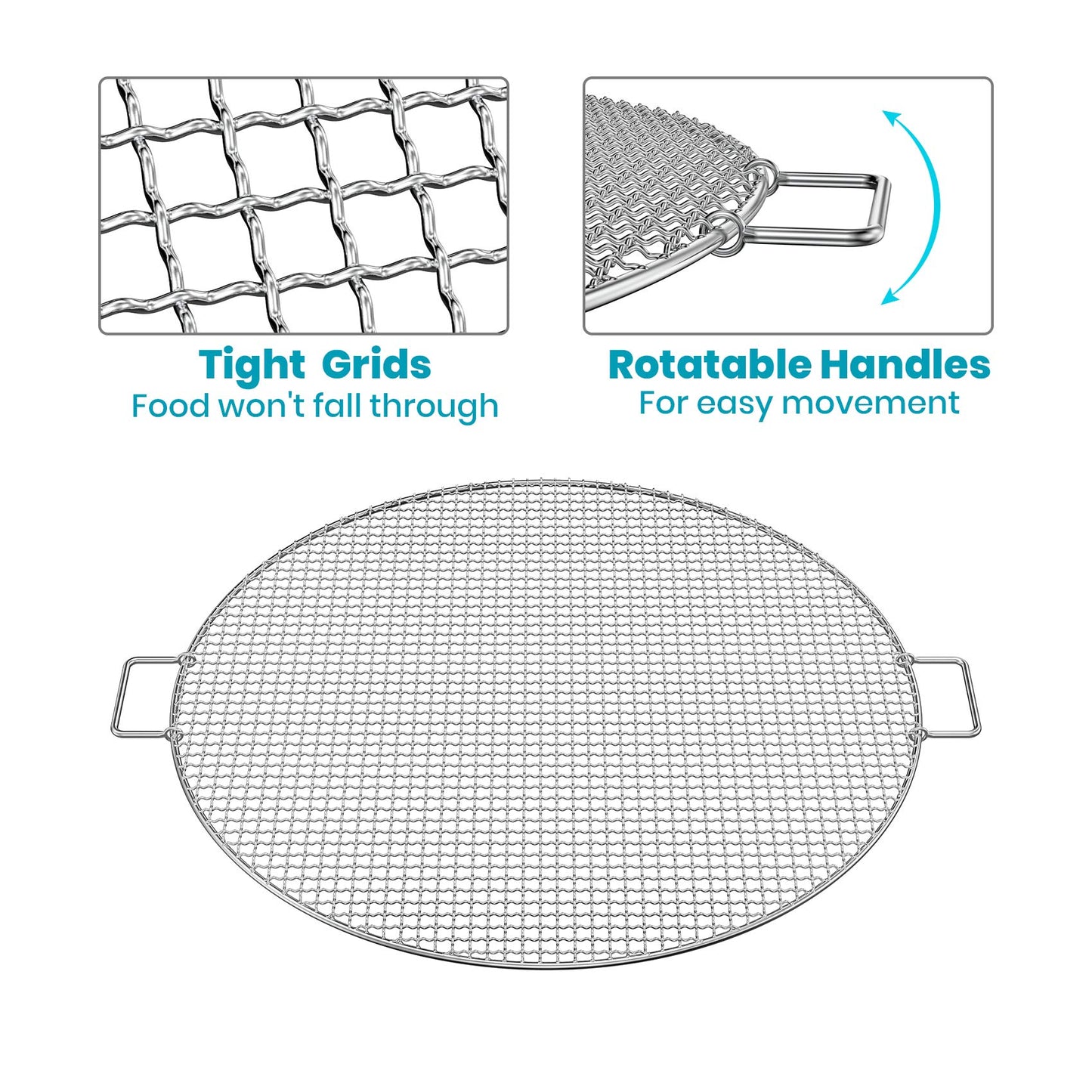 Stanbroil Fire Pit Cooking Grill Grate - Outdoor Round BBQ Campfire Grill Grid - Camping Cookware - Stainless Steel, 24 Inch