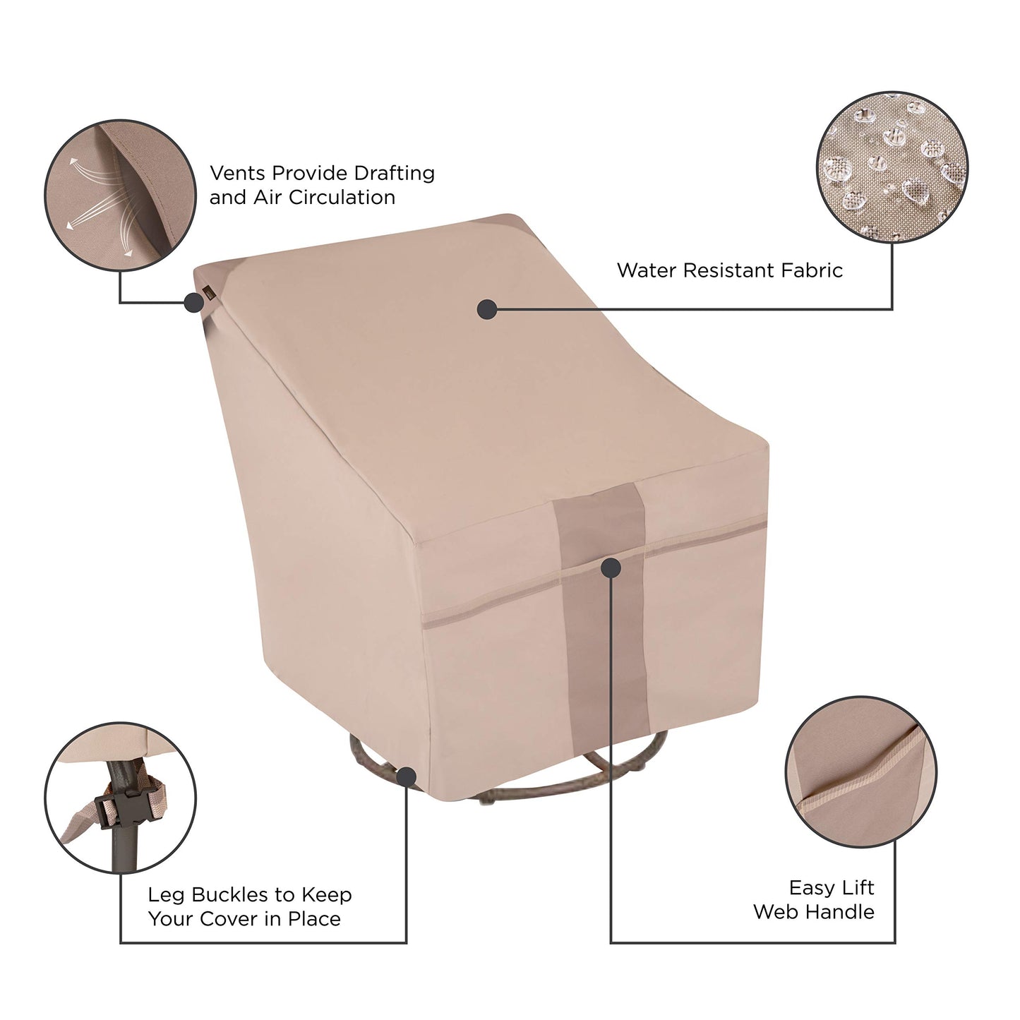 Modern Leisure 2972 Monterey Swivel Patio Lounge Chair, Outdoor Furniture Cover (37.5 L x 39.25 W x 38.5 H inches) Water-Resistant, Beige