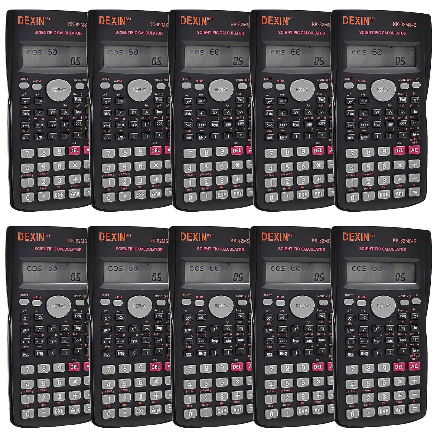 10 Pcs 2 Line Engineering Scientific Calculators Function Calculator Bulk Calculator Large Display Math Calculators for Student Teacher Classroom High School College School Business Offices Black