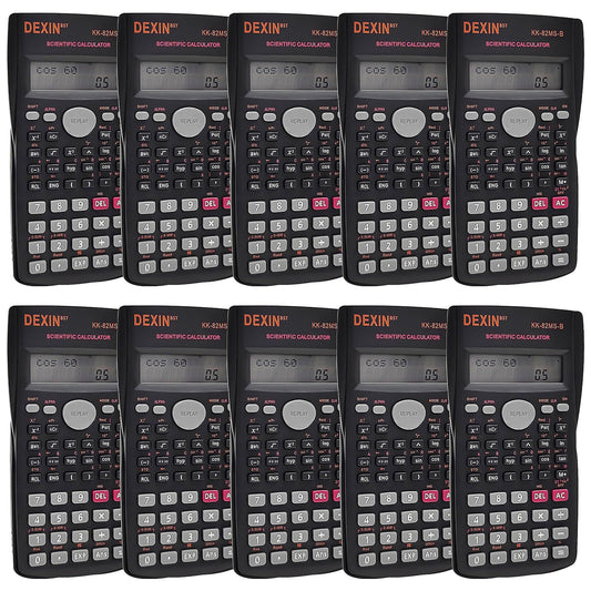 10 Pcs 2 Line Engineering Scientific Calculators Function Calculator Bulk Calculator Large Display Math Calculators for Student Teacher Classroom High School College School Business Offices Black