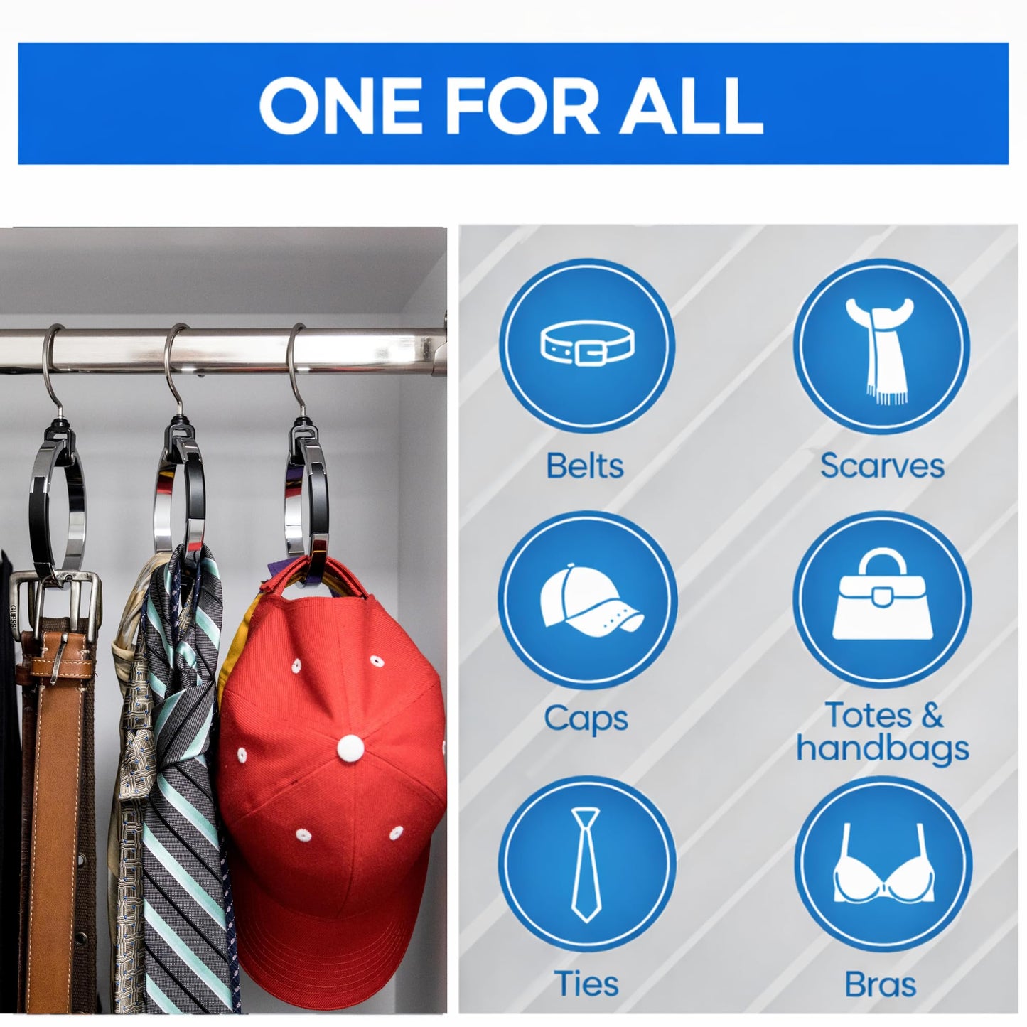 Rolly Hanger® Closet Space Saver – Premium Rotating Aluminum Organizer for Belts, Ties, Hats & Handbags – Heavy Duty 360° Swivel – Declutter & Maximize Storage (3 Pack)