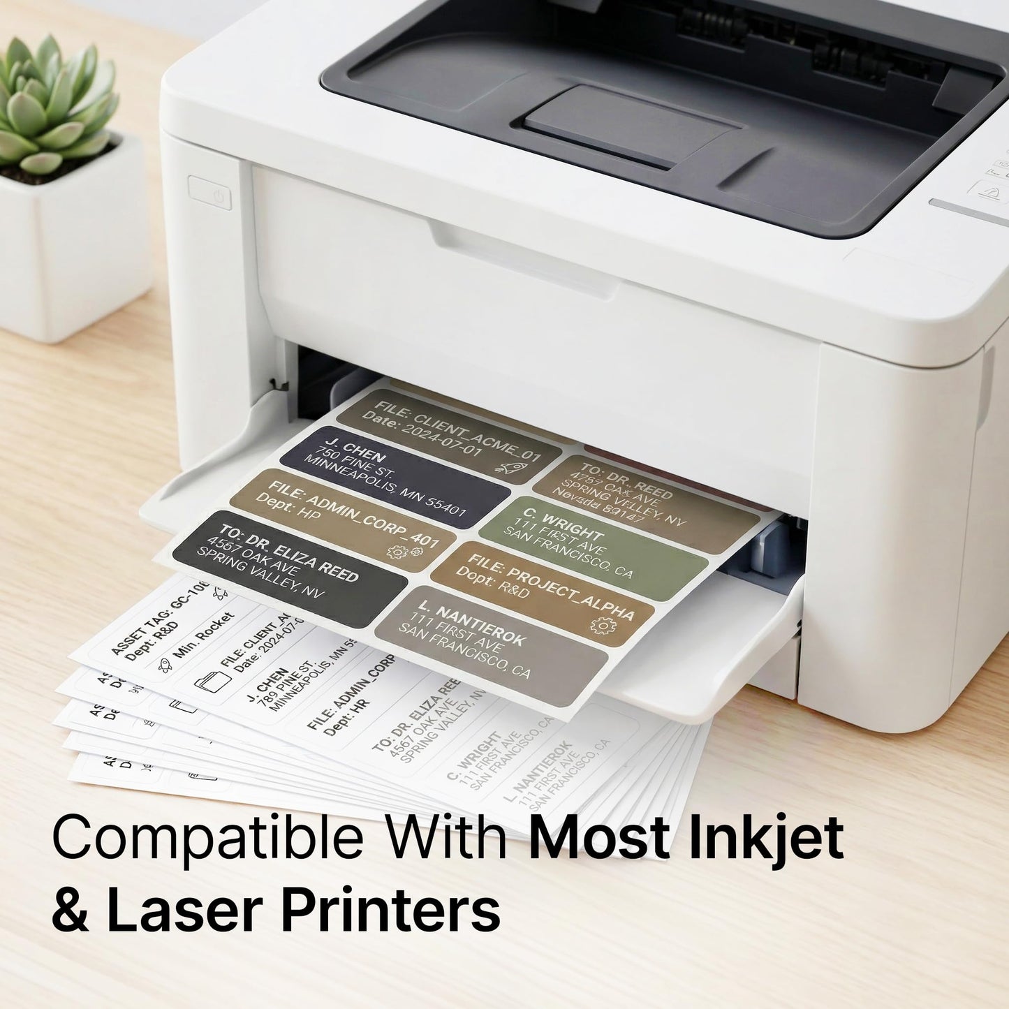 4" X 1 1/3" Matte White Printable Labels Compatible with Inkjet and Laser Printers - 250 Sheets, 3500 Total Paper Stickers for Addresses, Mailing, and Barcodes - Spartan Industrial Template R018
