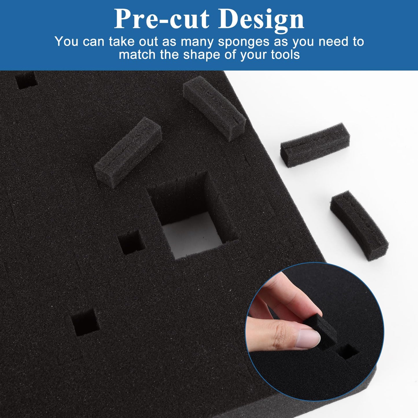 Acrux7 6 PCS Pick Apart Foam Insert, 16 x 12 inch in 2 Thickness (2 inch & 0.4 inch) Pre-Cut Tool Box Foam Polyurethane Padding Sheet for Board Game, Toolbox, Drawer, Pick and Pluck (Black)