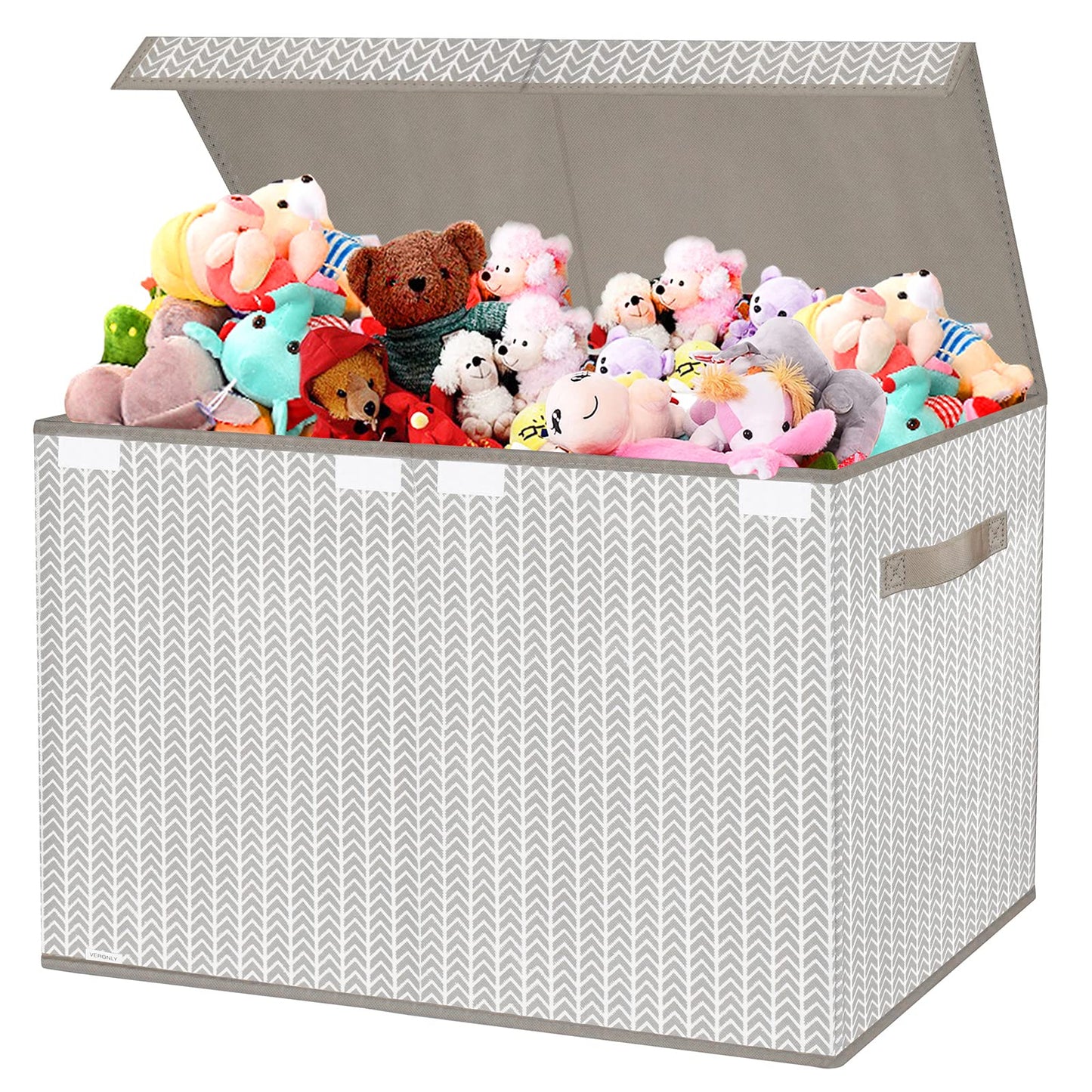 Toy Chest Box Organizer Bins for Boys Girls, Kids Large Collapsible Storage Box Container Sturdy with Fabric Flip-Top Lid & Handles for Clothes, Blanket, Nursery, Playroom, Bedroom(Grey)