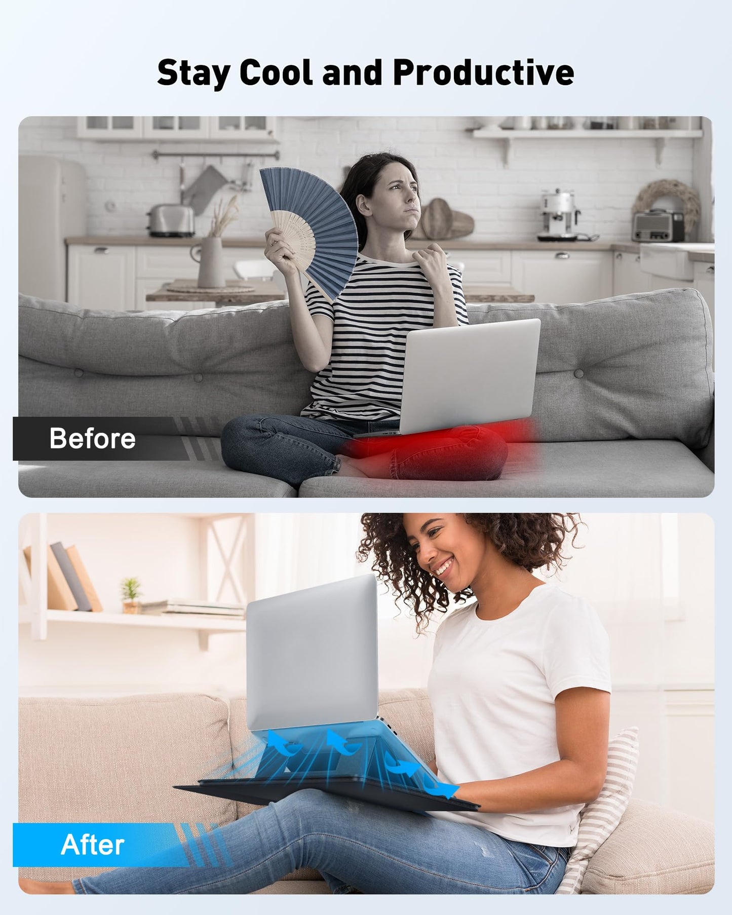 AboveTEK Adjustable Laptop Lap Desk, Portable Lap pad Workstation with Retractable Mouse Pad | 3 Ergonomic Angles, PU Leather Non-Slip Surface, Heat Shield, for Bed, Sofa, Travel