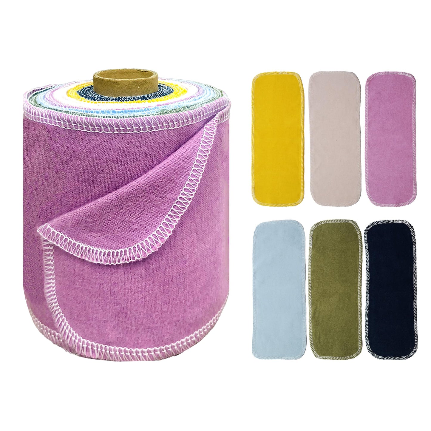BreodyEco Reusable Toilet Paper - 30 Pcs Washable Bidet Towels Cloth Wipes -2 Sided Flannel Absorbent Colored Paperless Toilet Paper Towels Roll