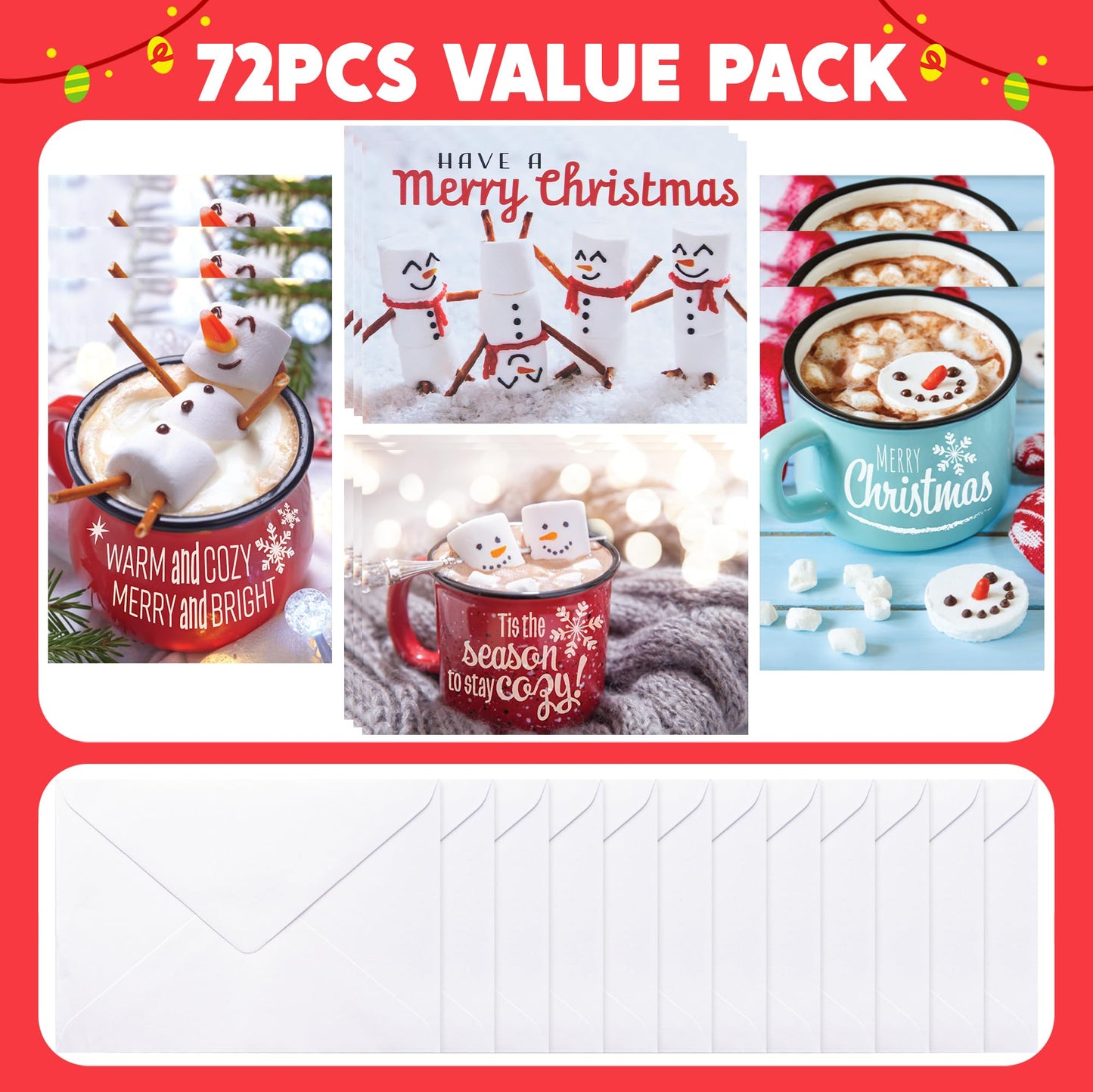 JOYIN 72 Christmas Holiday Greeting Cards with Envelopes for Winter Xmas Season Merry Christmas Cards, Winter Animal Collection, Wintertime Gifts Cards