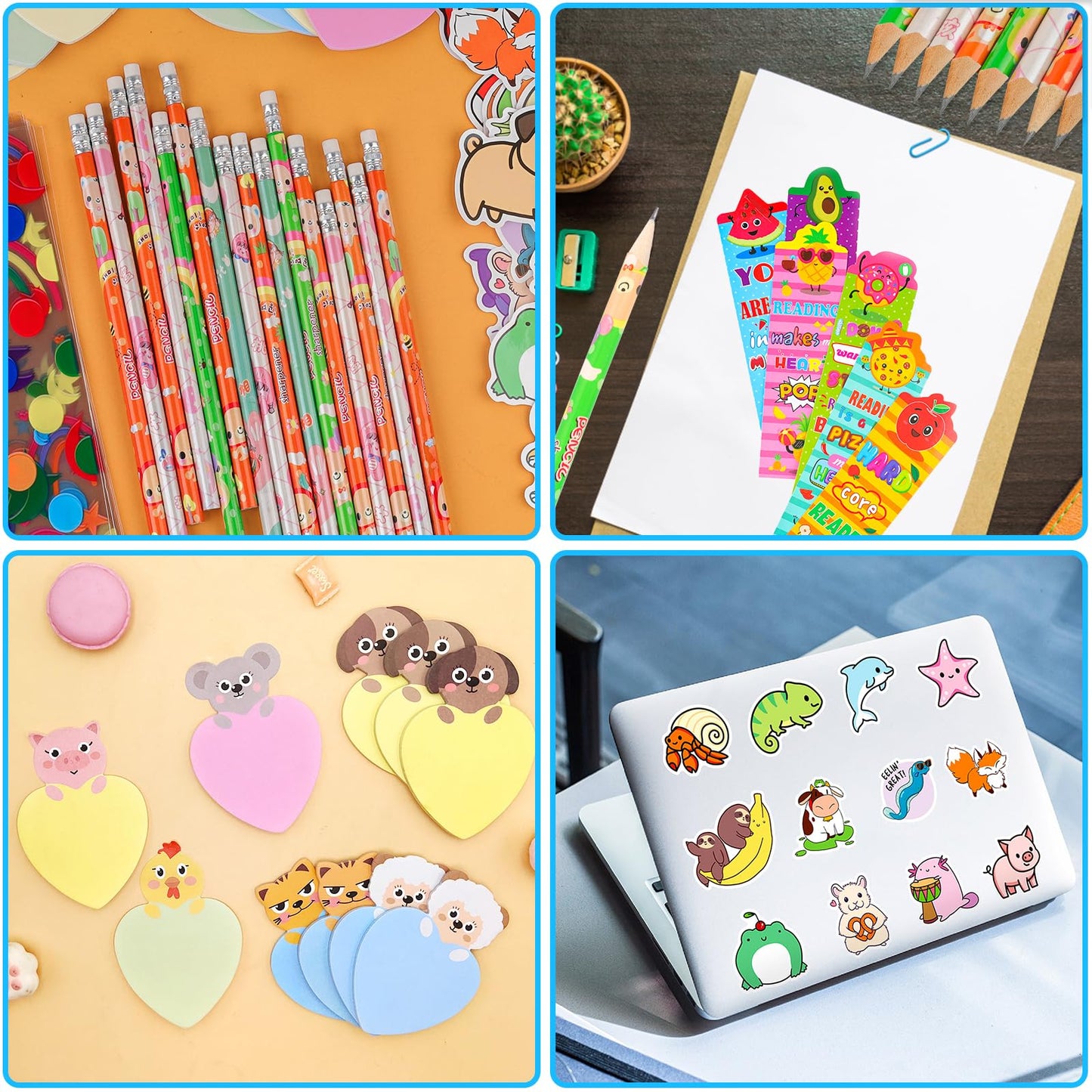 Loot Bags for Kids Birthday, 24Pack Stationery Party Favors with 6-in-1 Multicolor Pens Pencils Sticky Notes Stickers Bookmarks for Goodie Bags Birthday Classroom Gifts Rewards