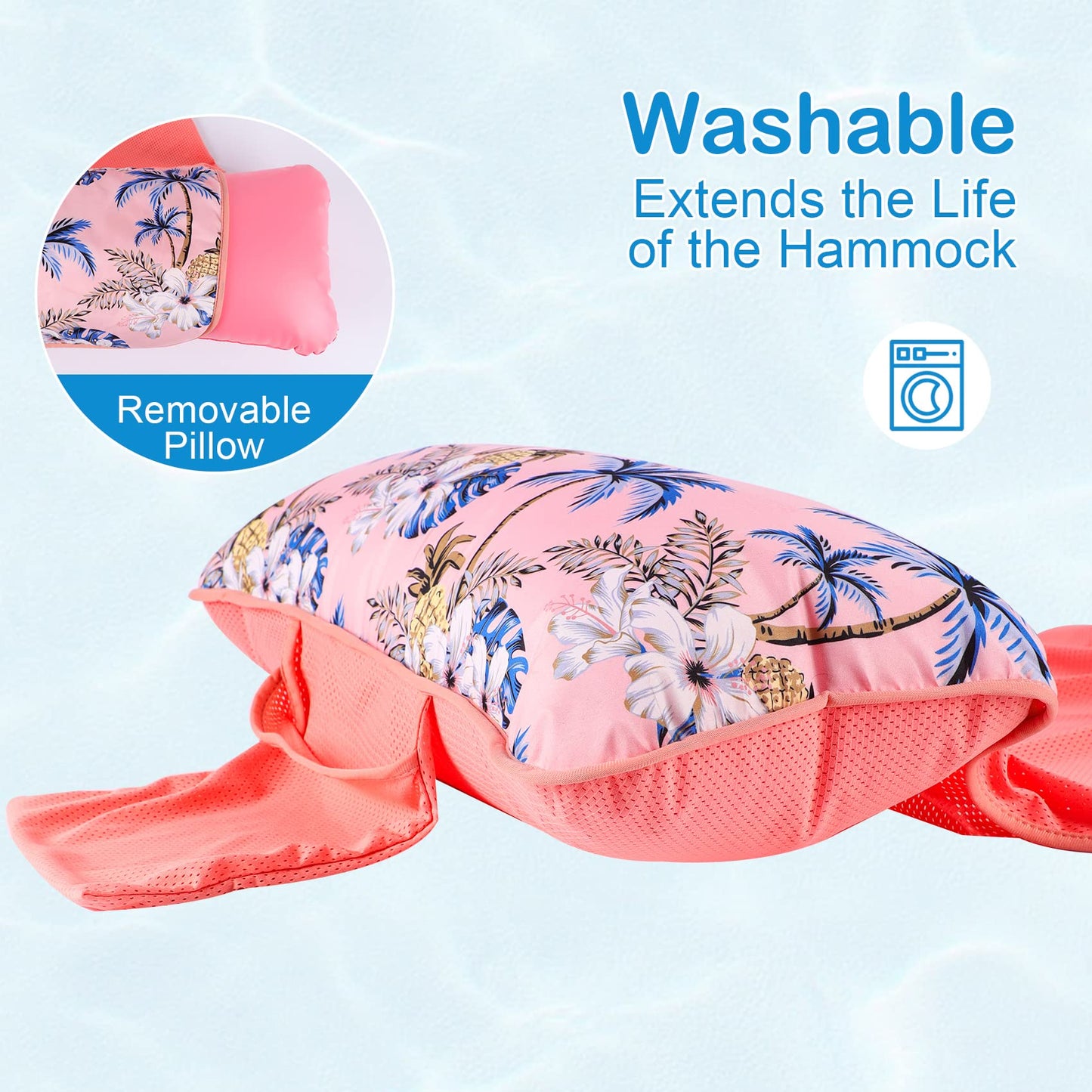 Pool Floaties for Adults, 2 Pack Inflatable Water Hammock with Soft Mesh, Swimming Pool Floats Chair, Beach Essentials for Vacation Travel, Heavy Duty Lake Inflatable Lounger Rest Fun