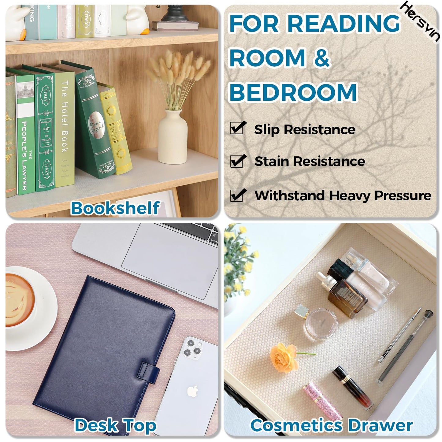 Hersvin Shelf Liner, 24" x20' Non-Adhesive Drawer Liners EVA Kitchen Cupboard Cabinet Covering Undersink Mat Washable Fridge Lining Paper for Home Office (Clear/Dot)